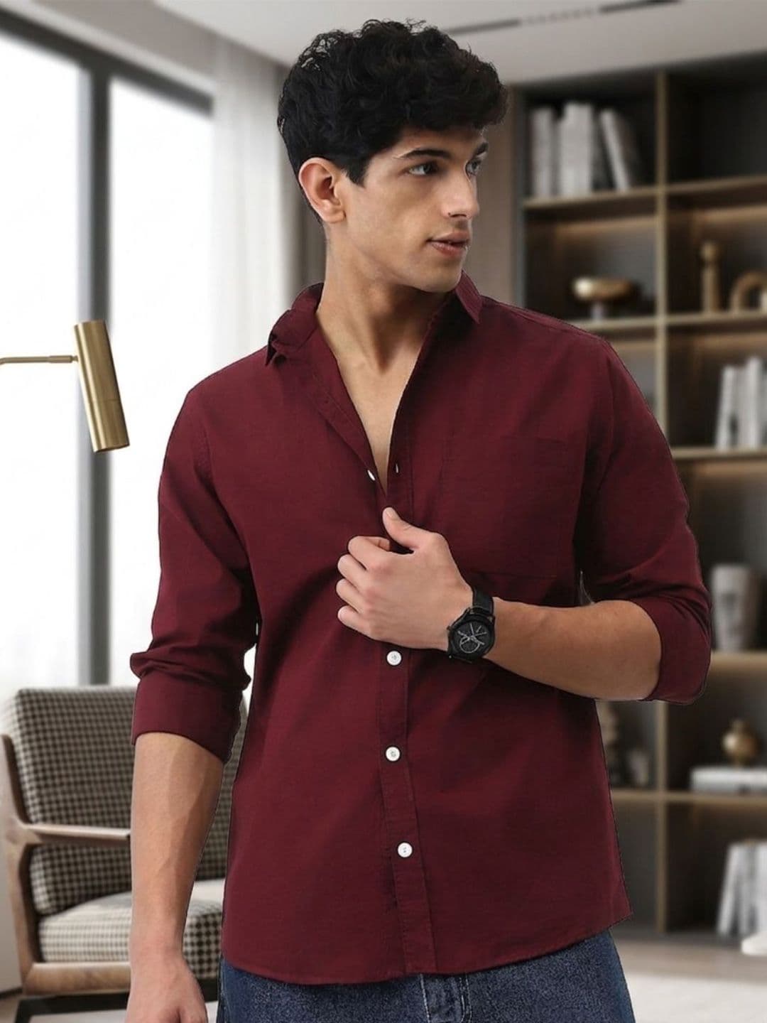 URBANICE Cotton Spread Collar Classic Slim Fit Formal Shirt - view 1