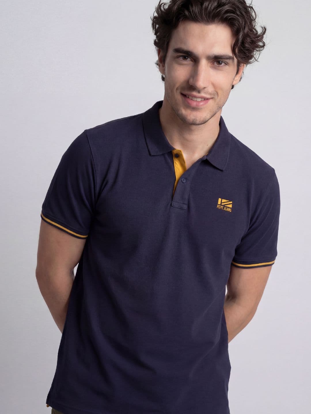 Pepe Jeans Men Brand Logo Polo Collar T-shirt - view 1