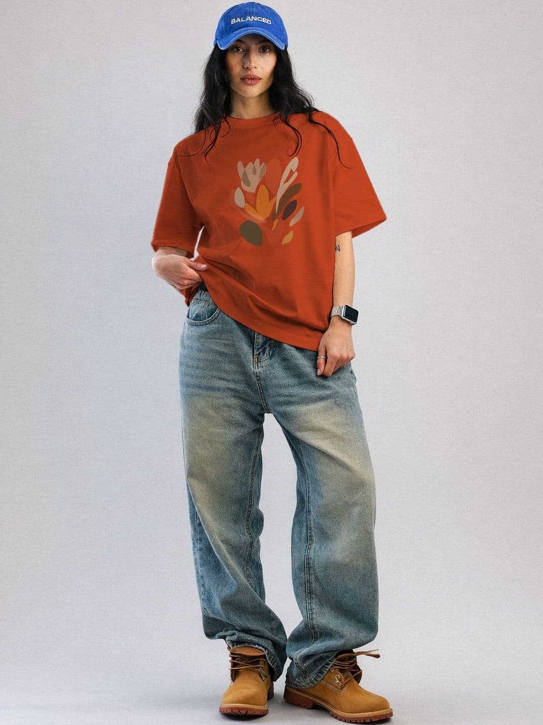 The Roadster Lifestyle Co Printed Organic Cotton Round Neck Oversized Tshirt - view 1