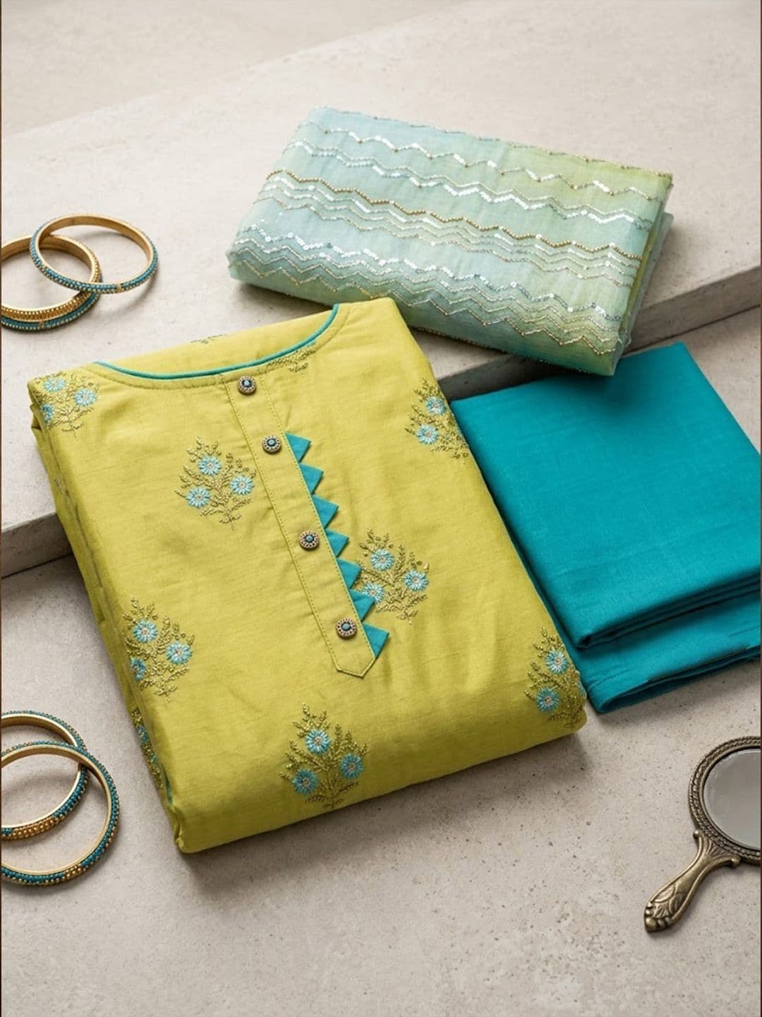 Varanga Embroidered Unstitched Dress Material - view 1