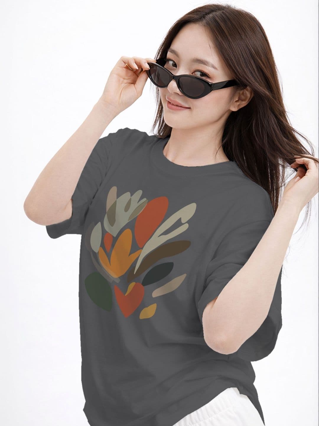 The Roadster Lifestyle Co Printed Organic Cotton Round Neck Oversized Tshirt - view 1