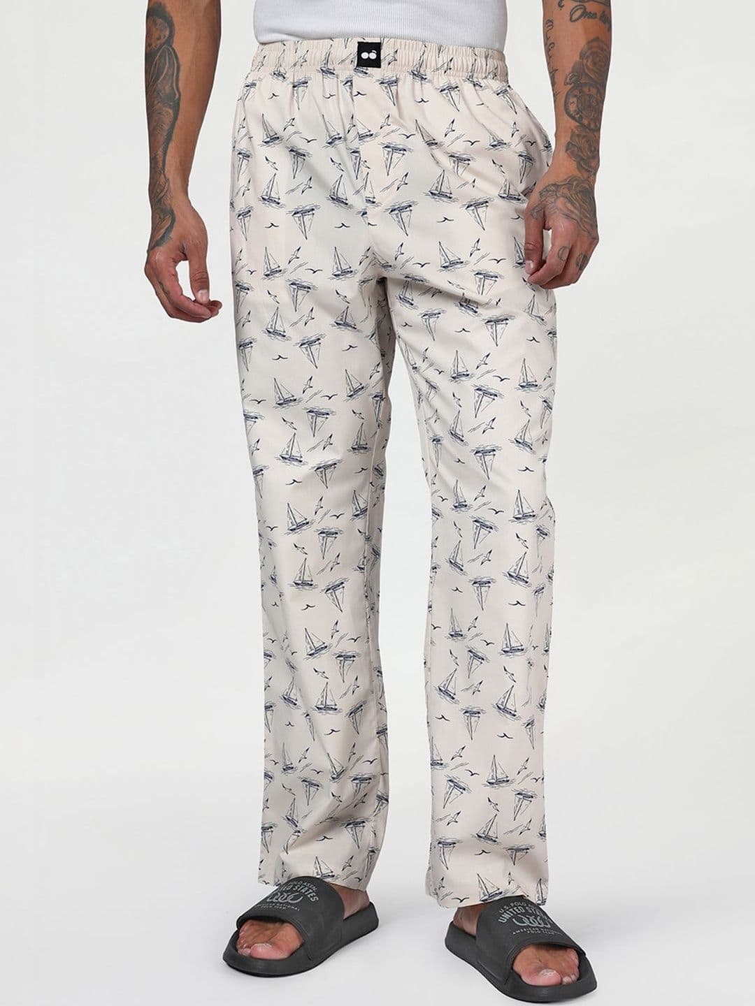 Bewakoof Men's Beige All Over Printed Pyjamas - view 1