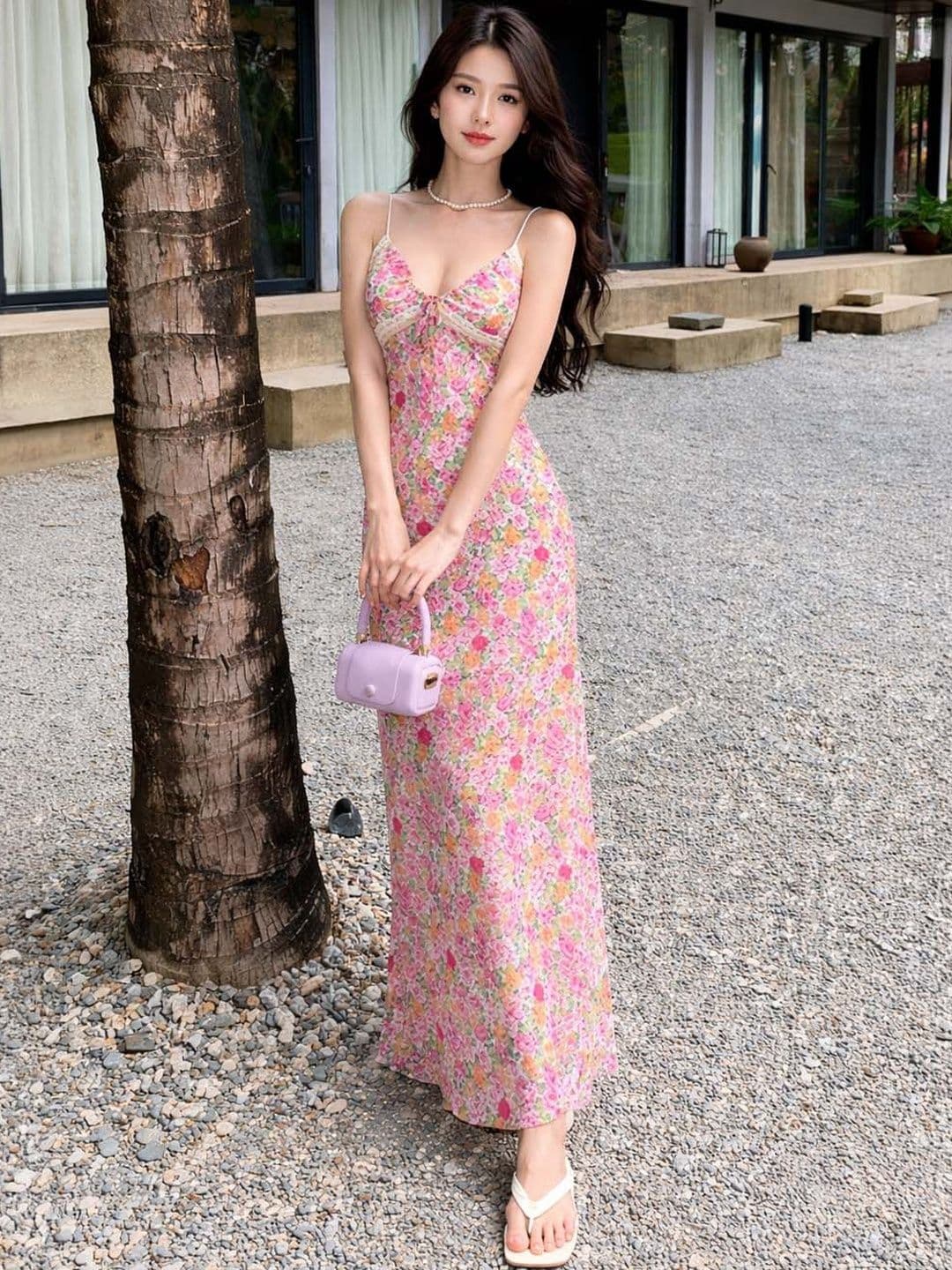 DressBerry Floral Print Sheath Maxi Dress - view 1