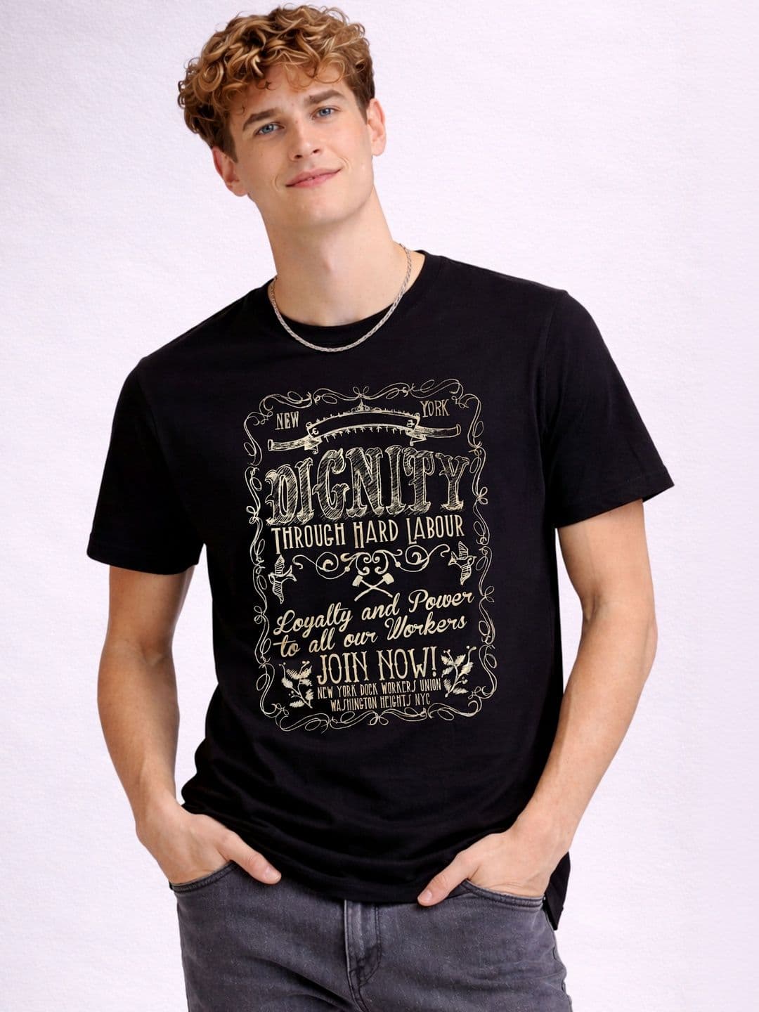 R.Code by The Roadster Life Co. Men Typography Printed T-shirt - view 1