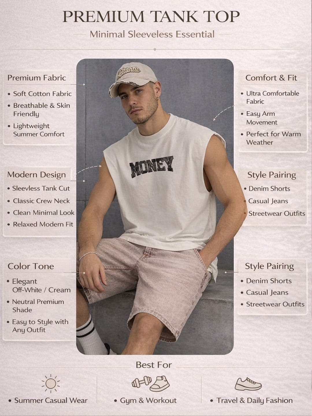 CARRO ARMATO Printed Round Neck Sleeveless Cotton Gym Vest - view 1