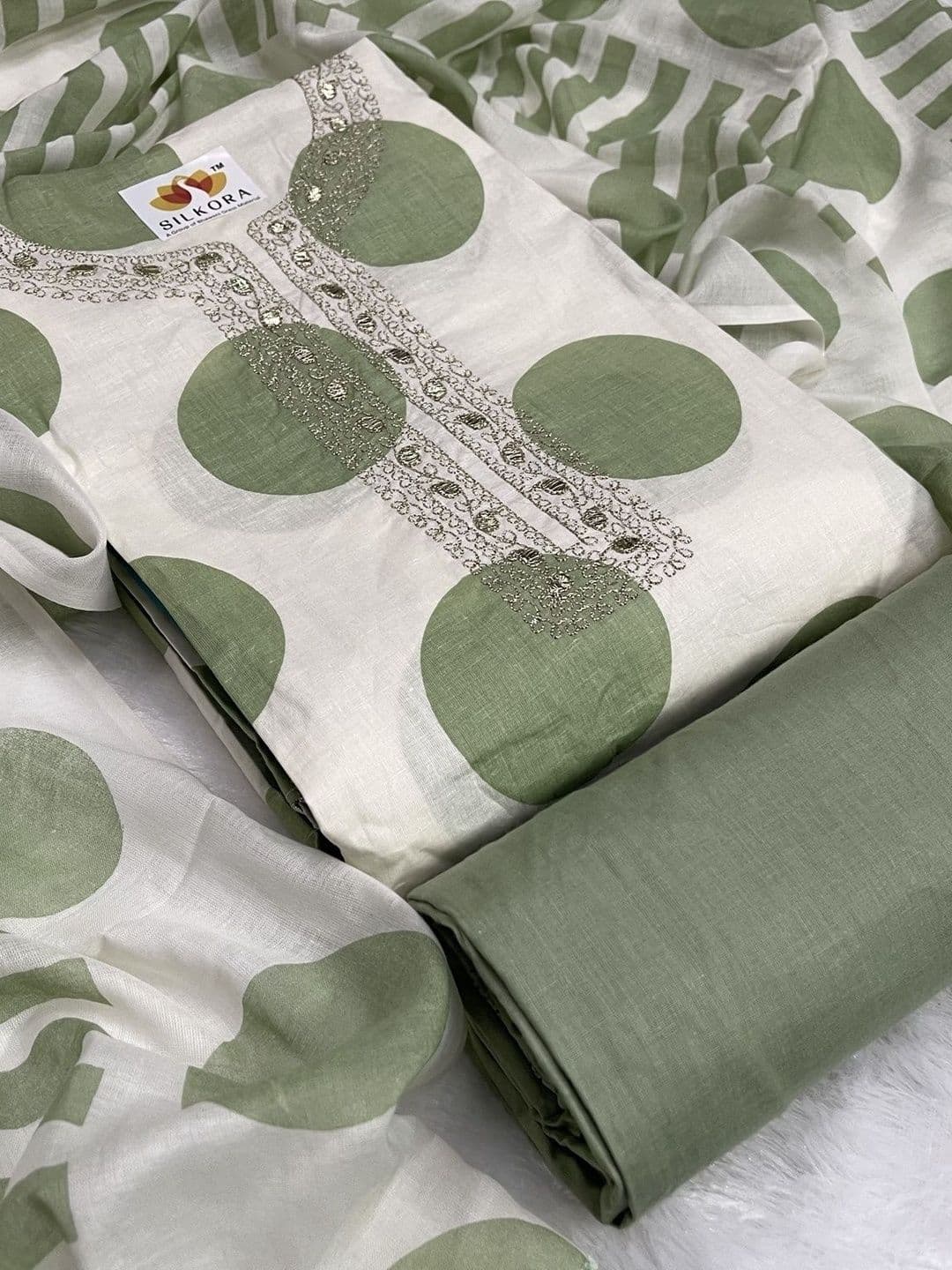SILKORA Printed Pure Cotton Unstitched Dress Material - view 1