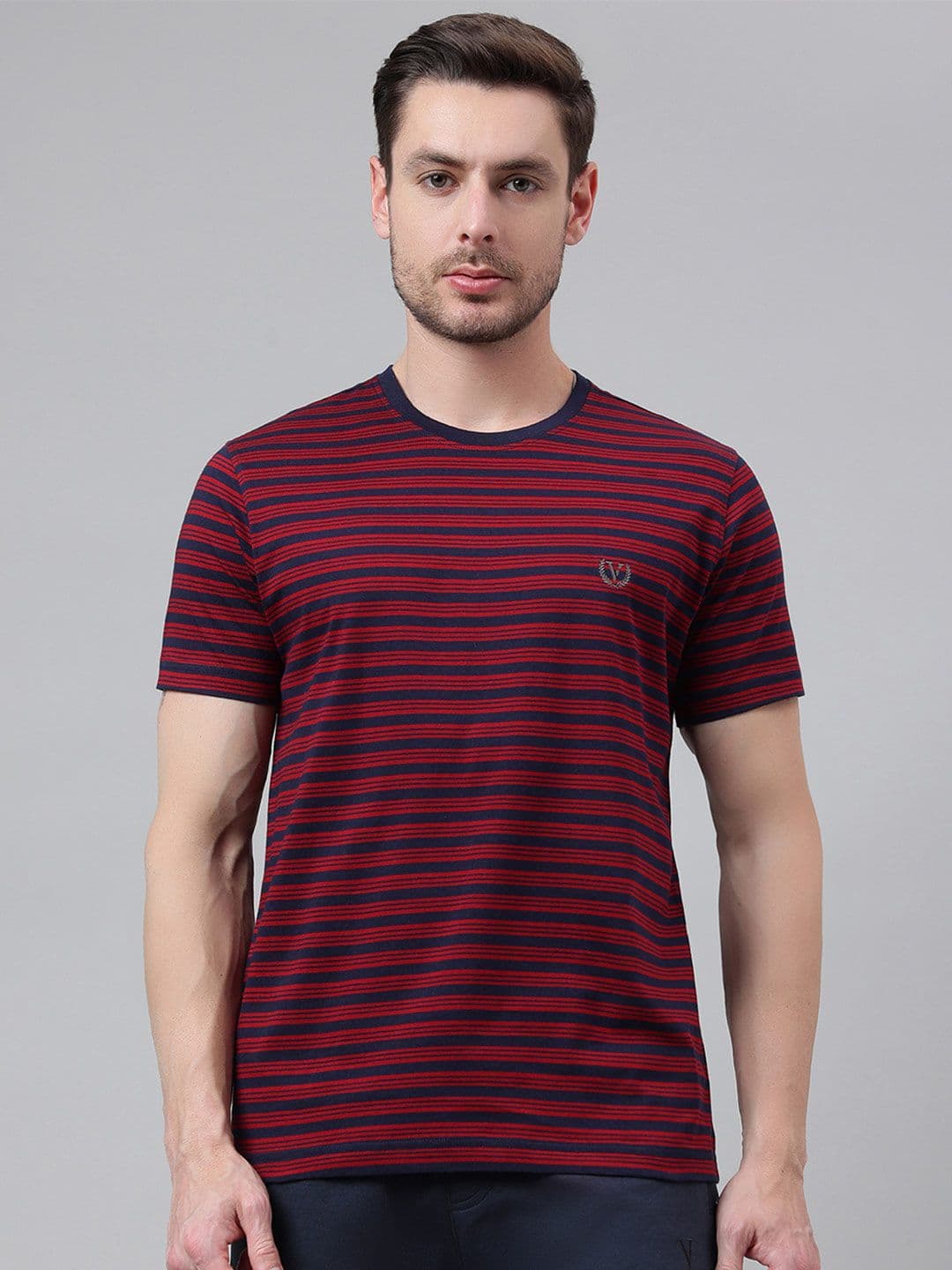 Van Heusen Innerwear Men Striped Applique Regular Fit Lounge T-Shirt - view 1