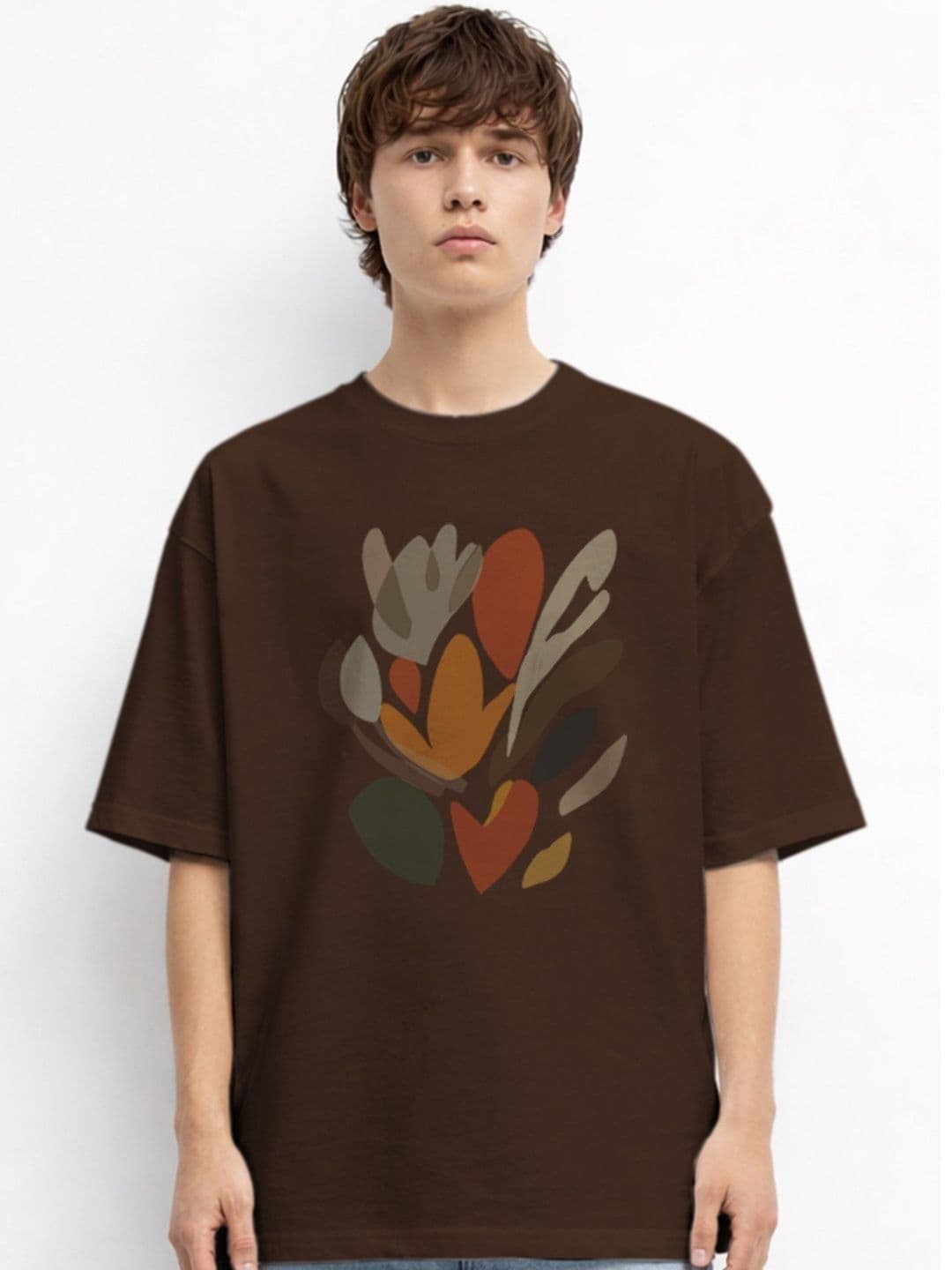 The Roadster Lifestyle Co. Abstract Printed Round Neck Organic Cotton Oversized Tshirt - view 1