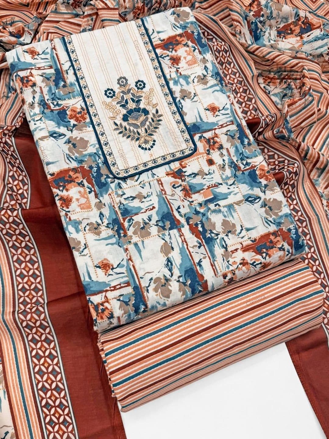CLEMIRA Printed Pure Cotton Unstitched Dress Material - view 1