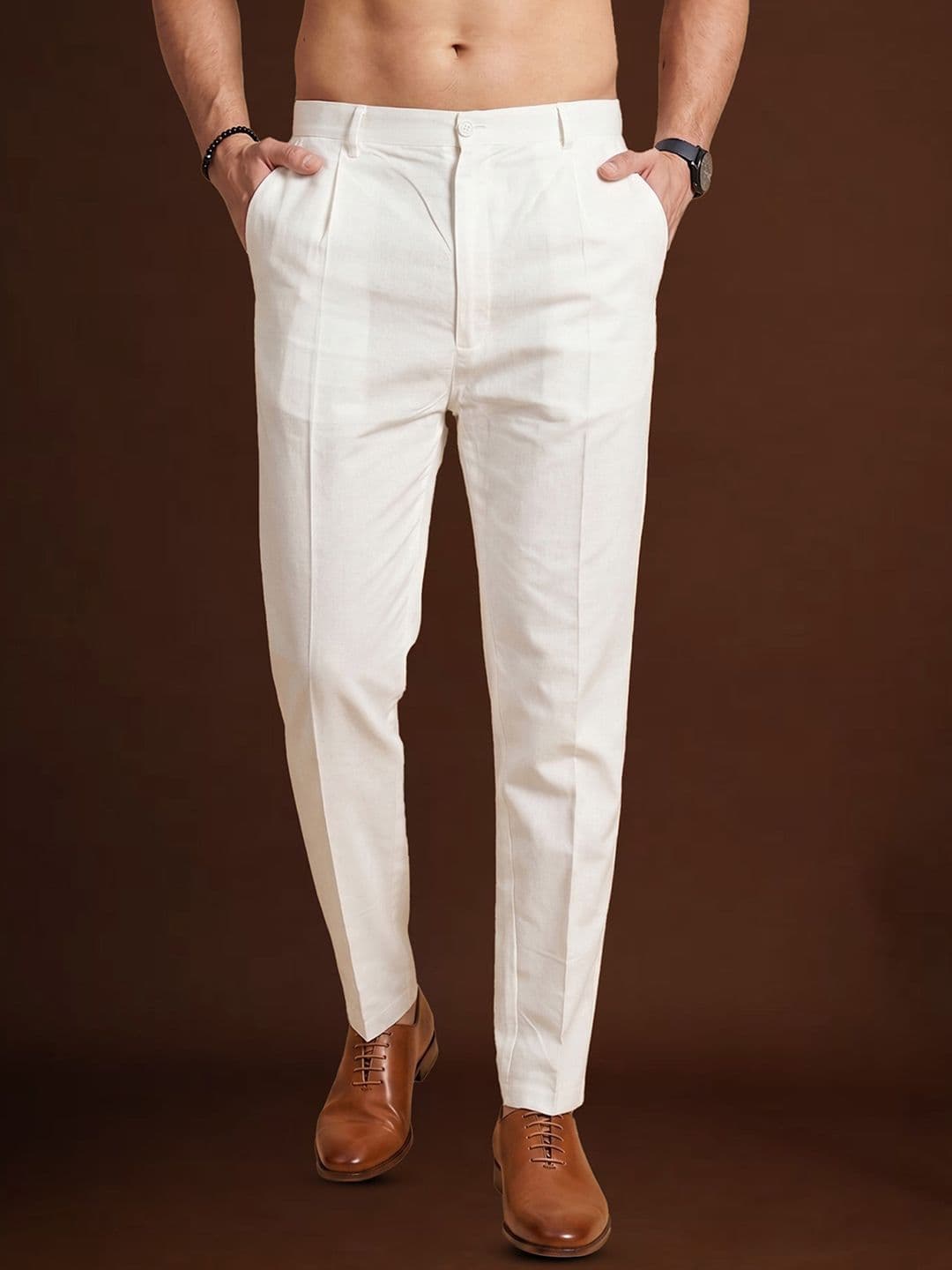 House of Pataudi Men Slim Fit Mid-Rise Silk Blend Casual Trousers - view 1