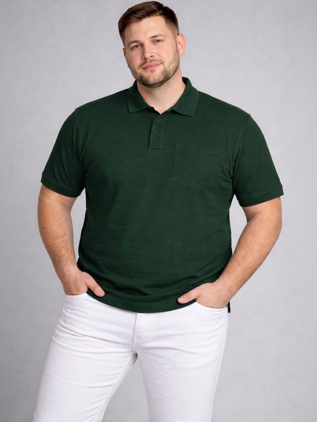 HERR WAHRER Men Plus Size Polo Collar Pocket T-shirt - view 1