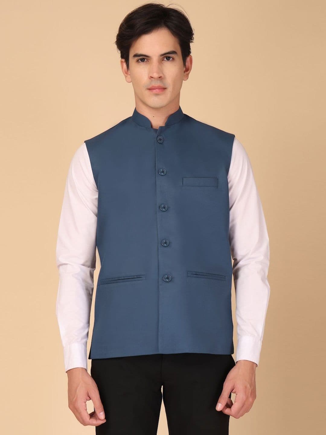 Vastraa Fusion Pure Cotton Woven Nehru Jackets - view 1