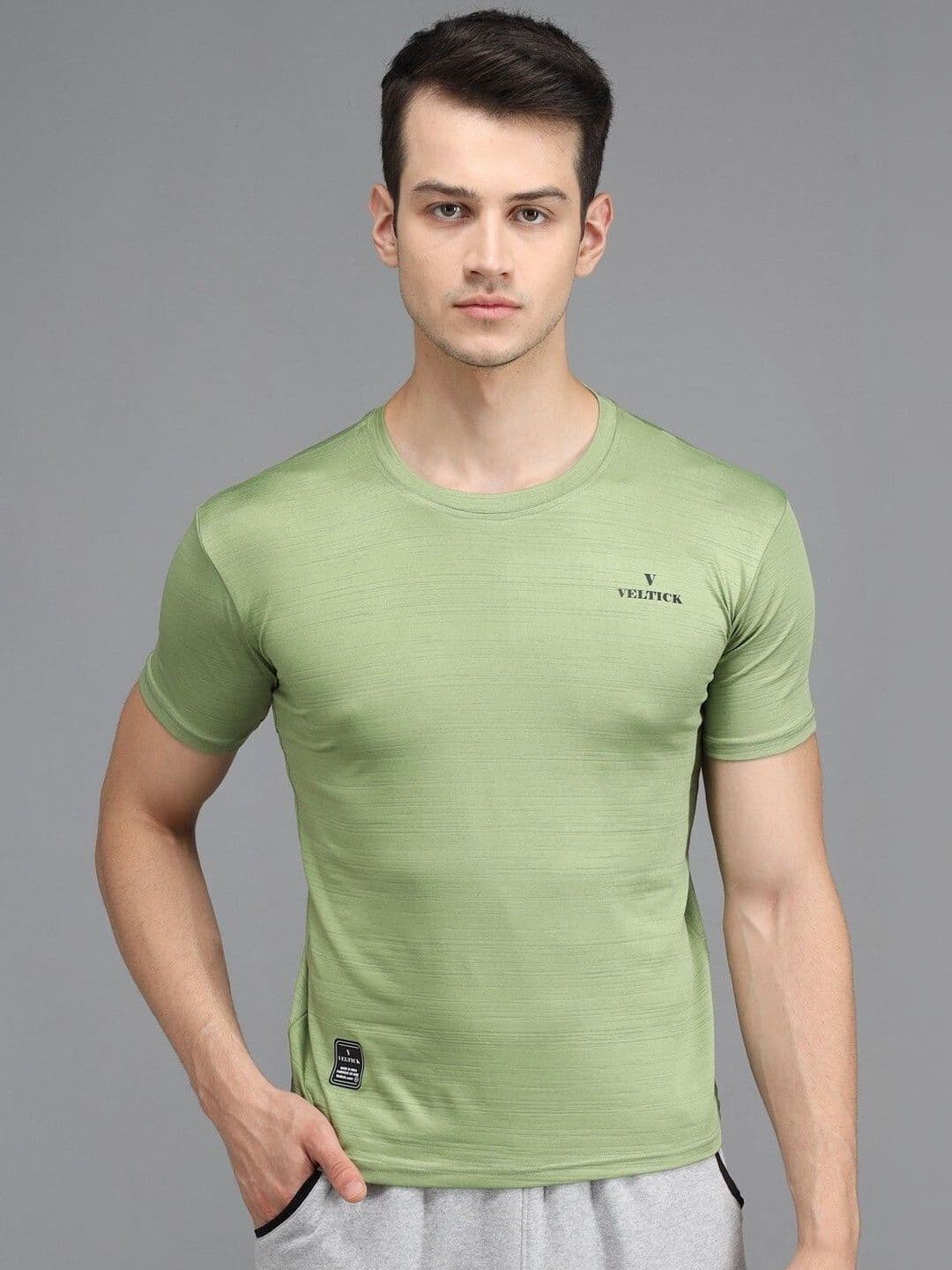 Veltick Lime Green Muscle Fit T-shirt - view 1