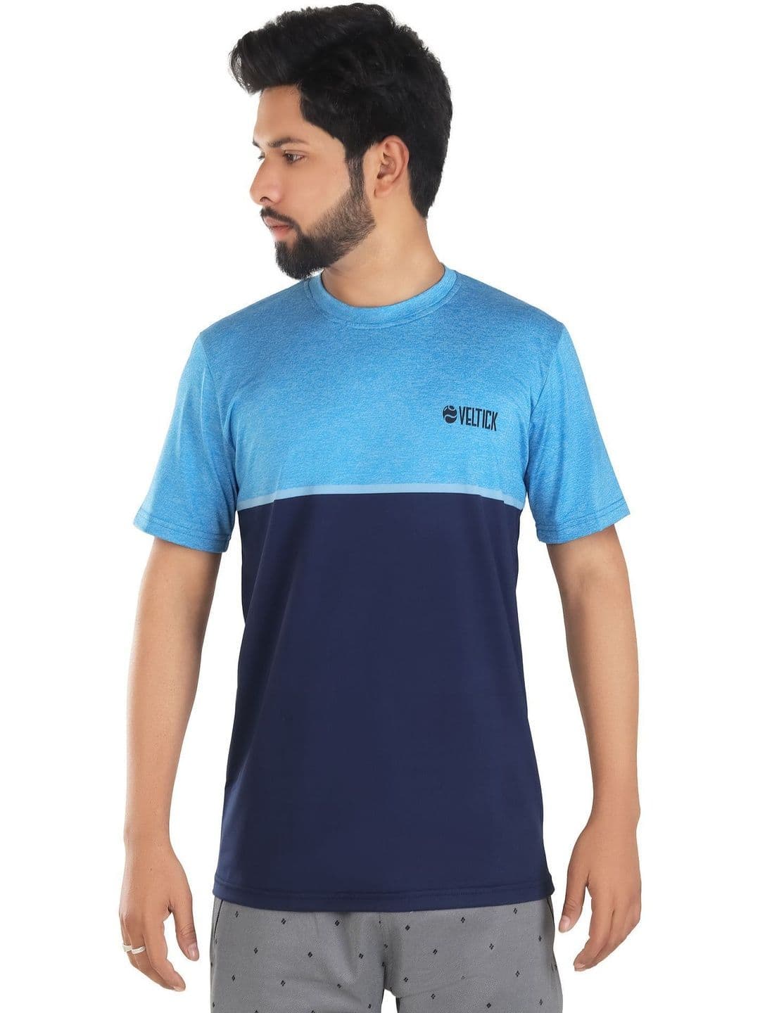 Veltick Men Colourblocked Round Neck T-shirt - view 1