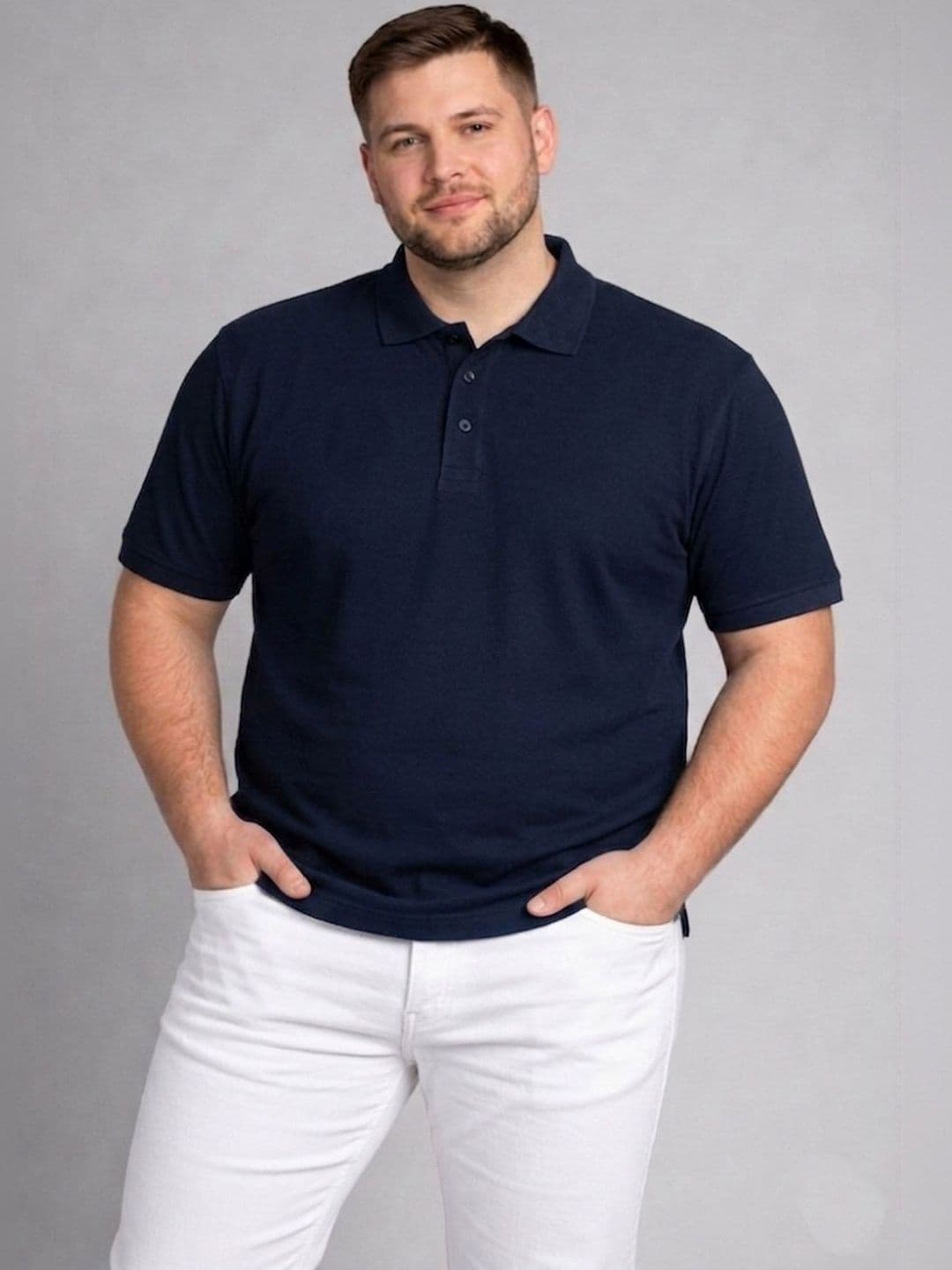 HERR WAHRER Men Plus Size Polo Collar Pocket T-shirt - view 1