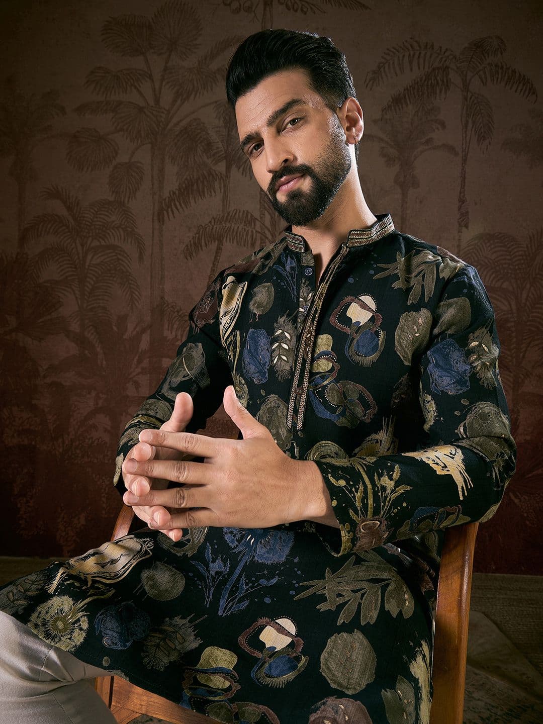 Ethnic Bay Men Floral Printed Kurta - view 1