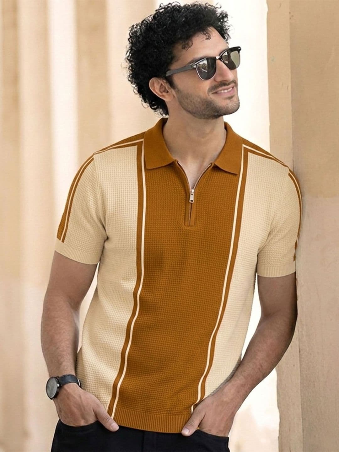 THE BEETEL HOUSE Men Colourblocked Polo Collar T-shirt - view 1