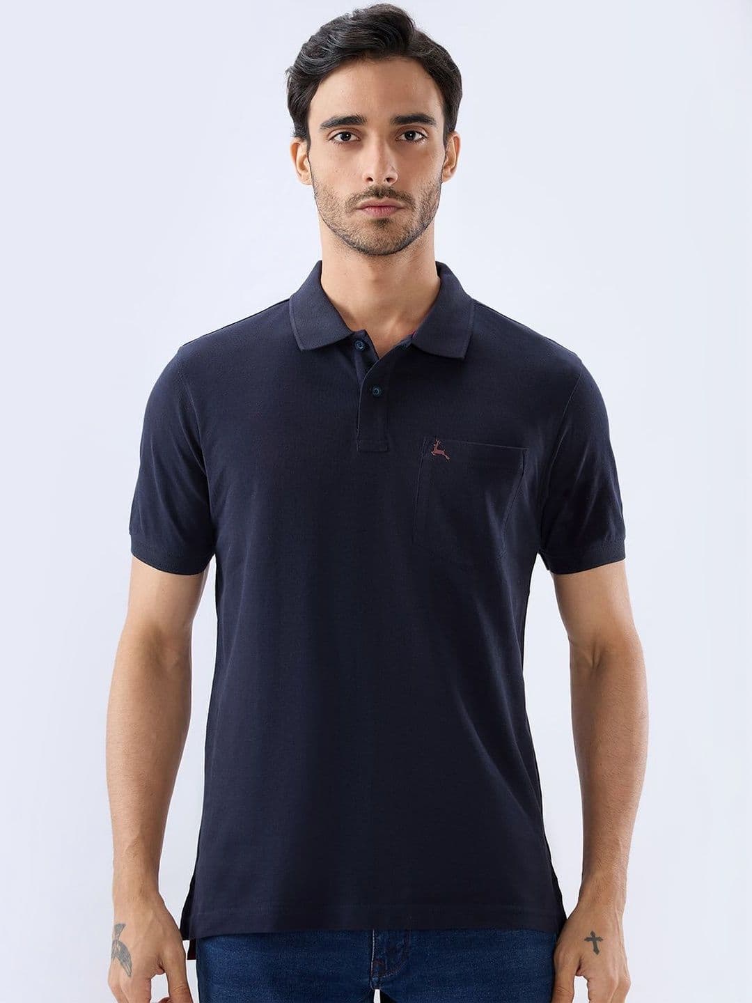 Parx Men Brand Logo Polo Collar Pure Cotton Pockets T-shirt - view 1
