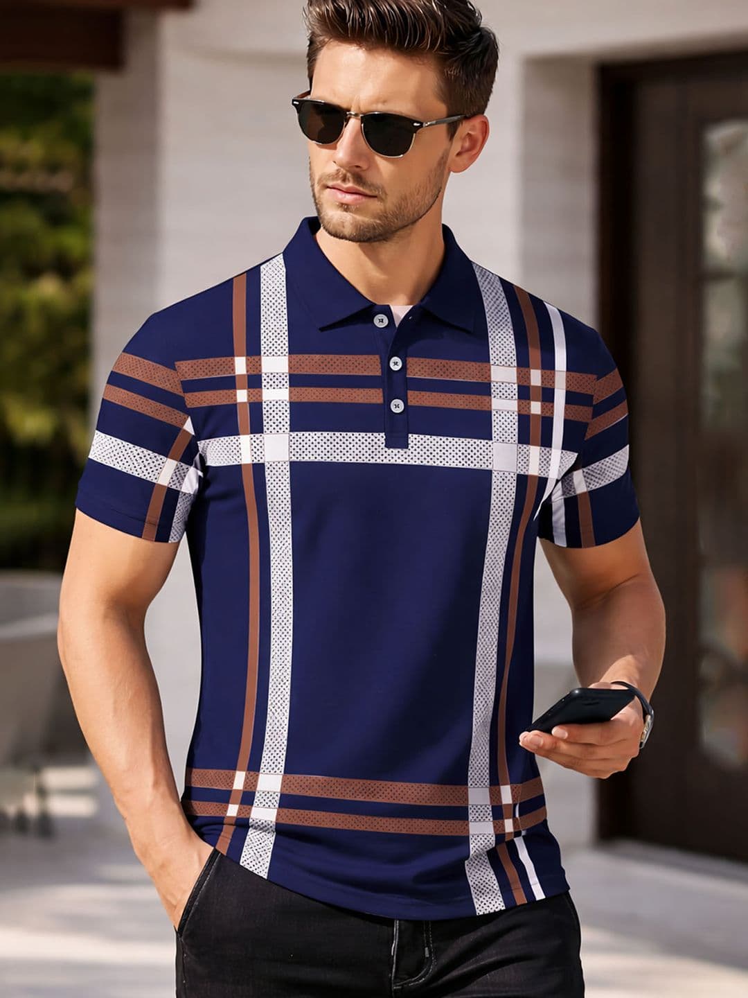 THE BEETEL HOUSE Men Striped Polo Collar T-shirt - view 1