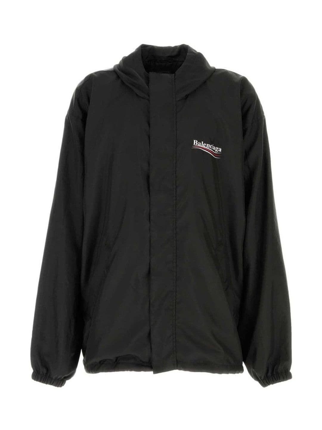 Balenciaga Black Logo-Print Hooded Jacket - view 1