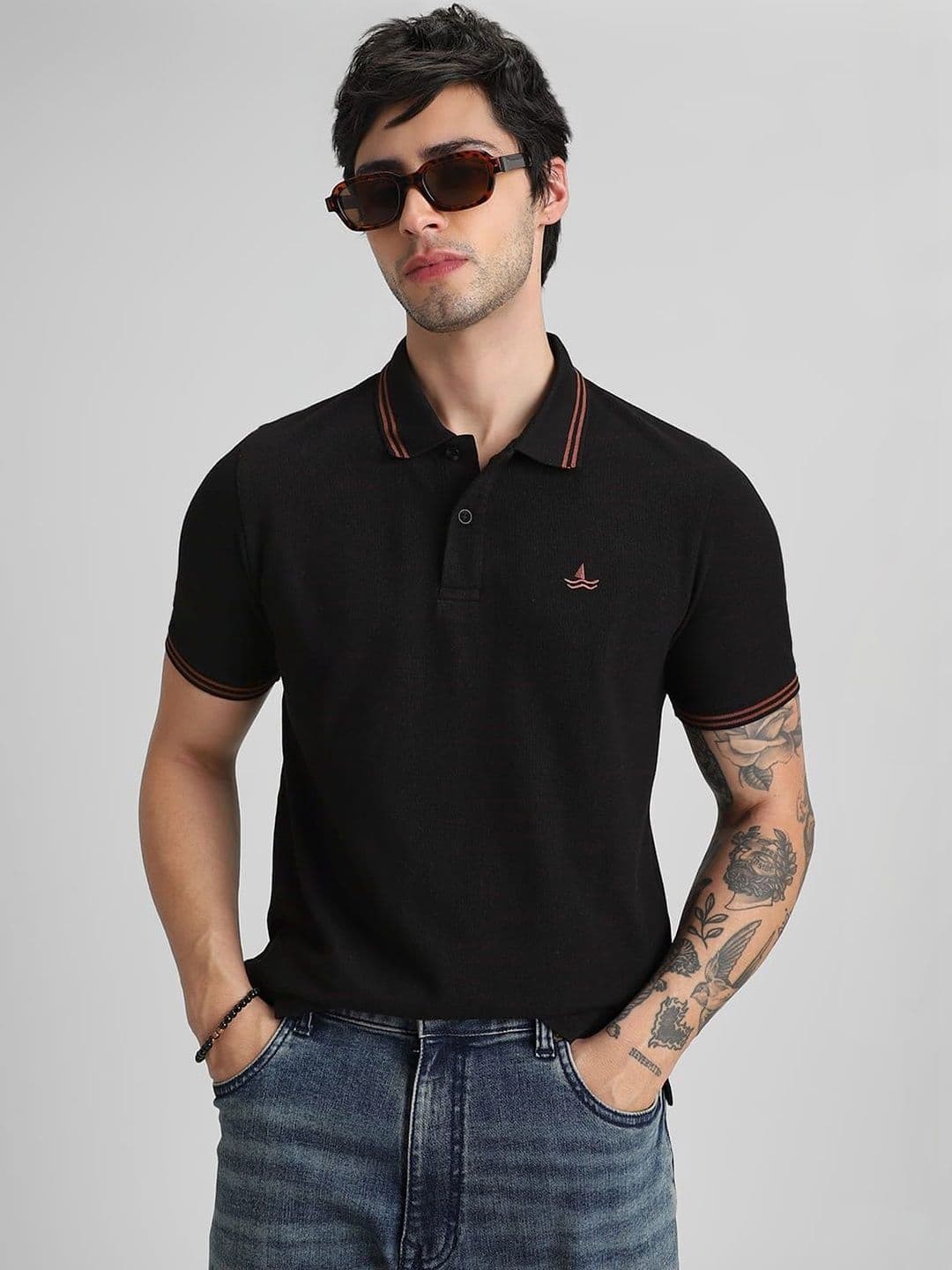 Klub Fox Men Brand Logo Polo Collar T-shirt - view 1