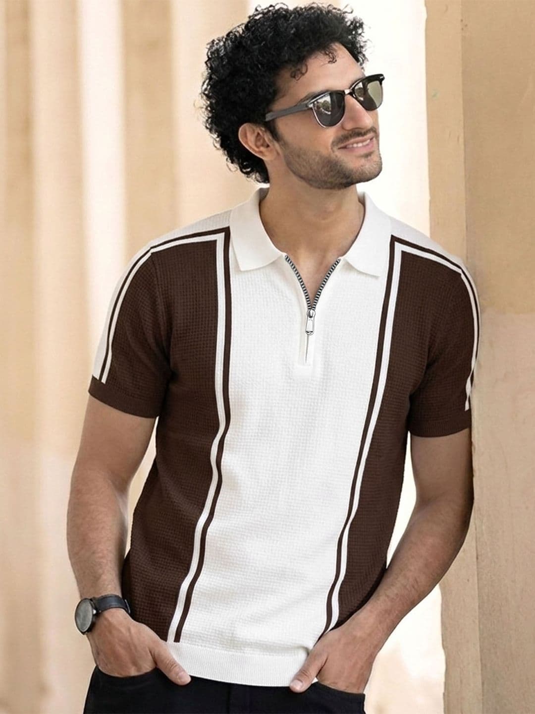THE BEETEL HOUSE Men Colourblocked Polo Collar T-shirt - view 1