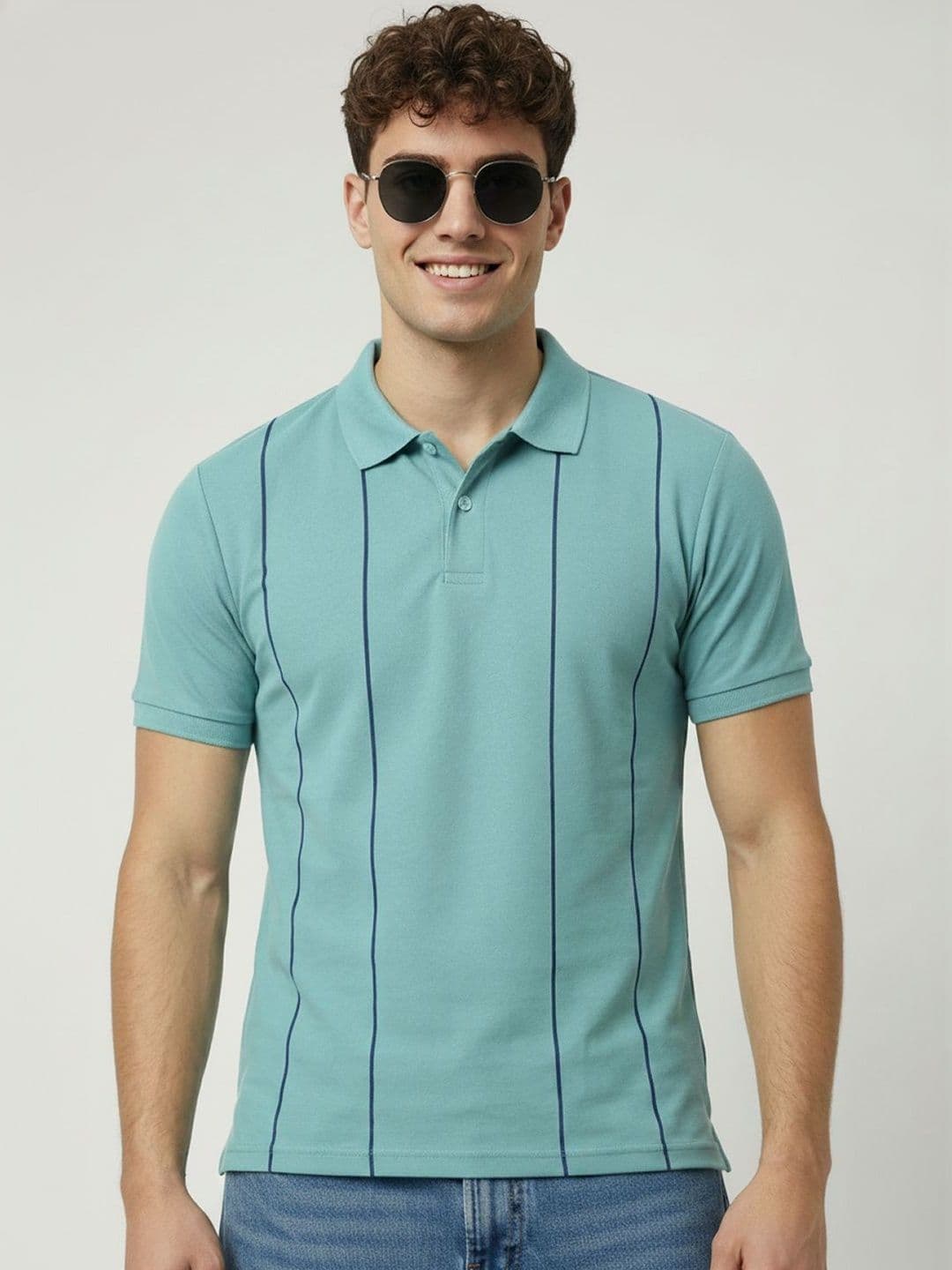 HERE&NOW Men Striped Polo Collar T-shirt - view 1
