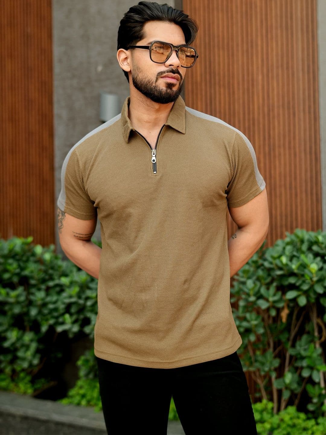 GRITSTONES Men Polo Collar Pure Cotton Pockets T-shirt - view 1