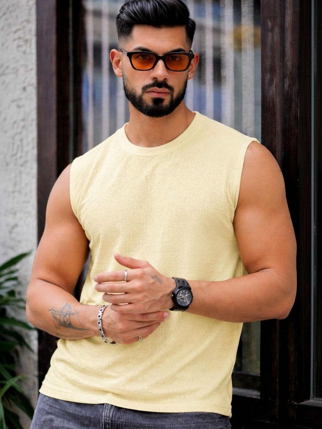 MACK JONNEY Round Neck Cotton Sleeveless T-Shirt - view 1