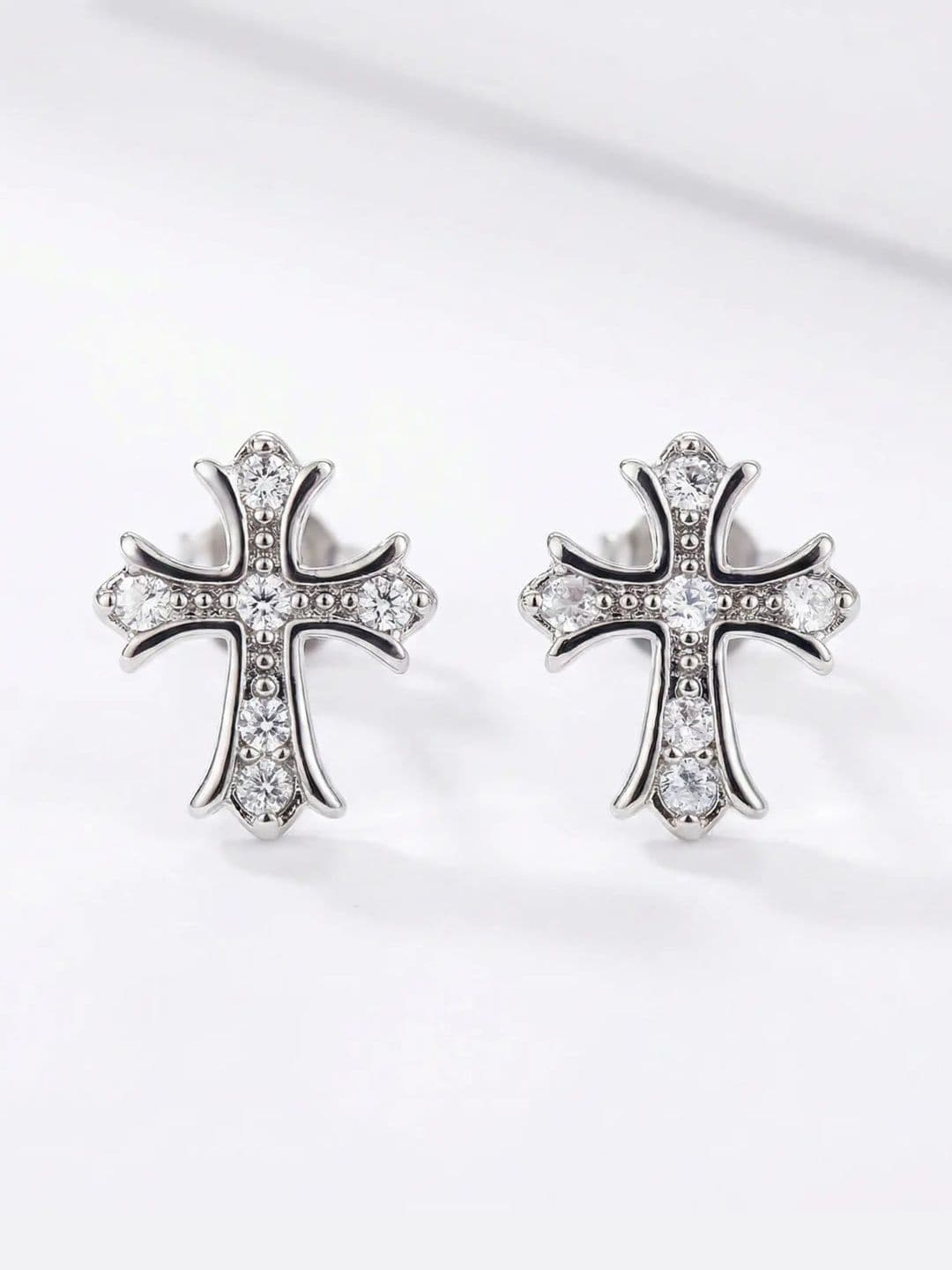 StyleCast x Revolte Men Silver-Plated Artificial Stones Studded Quirky Shaped Studs - view 1