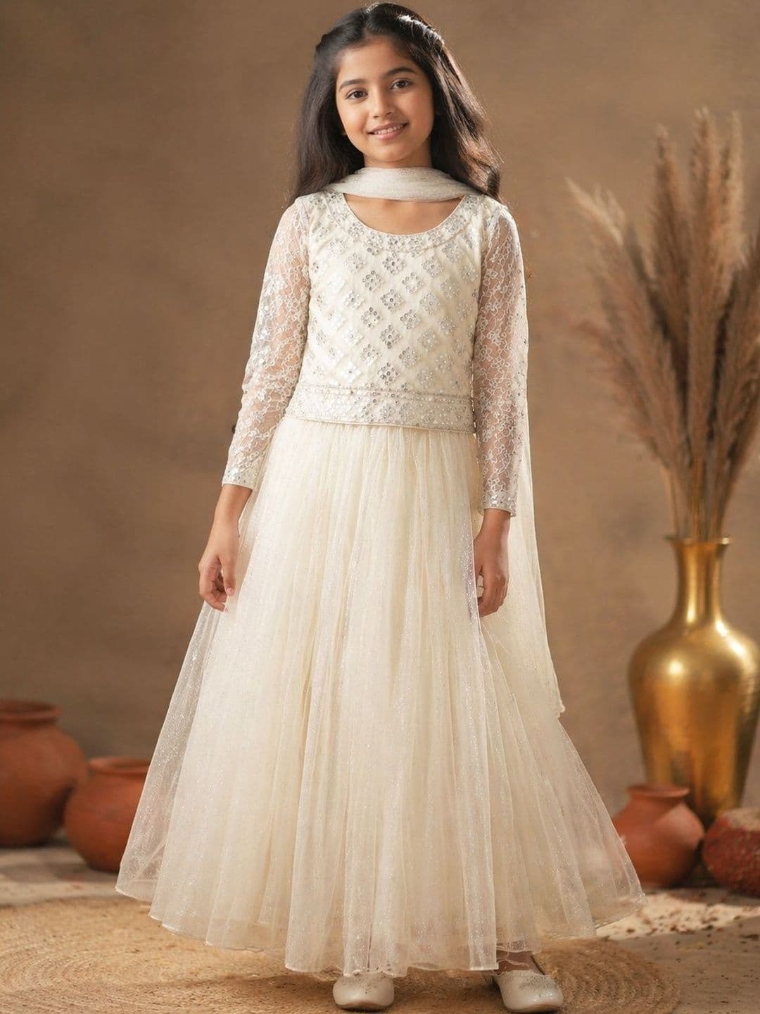 BAESD Girls Embellished Sequinned Ready to Wear Lehenga & Blouse With Dupatta - view 1