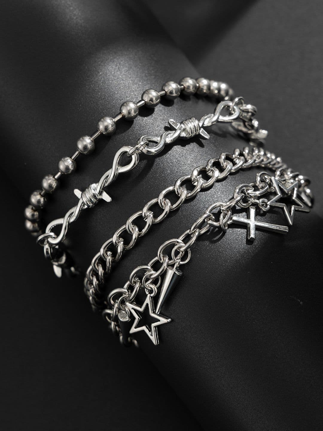 StyleCast x Revolte Men 4 Silver Antique Silver-Plated Link Bracelet - view 1