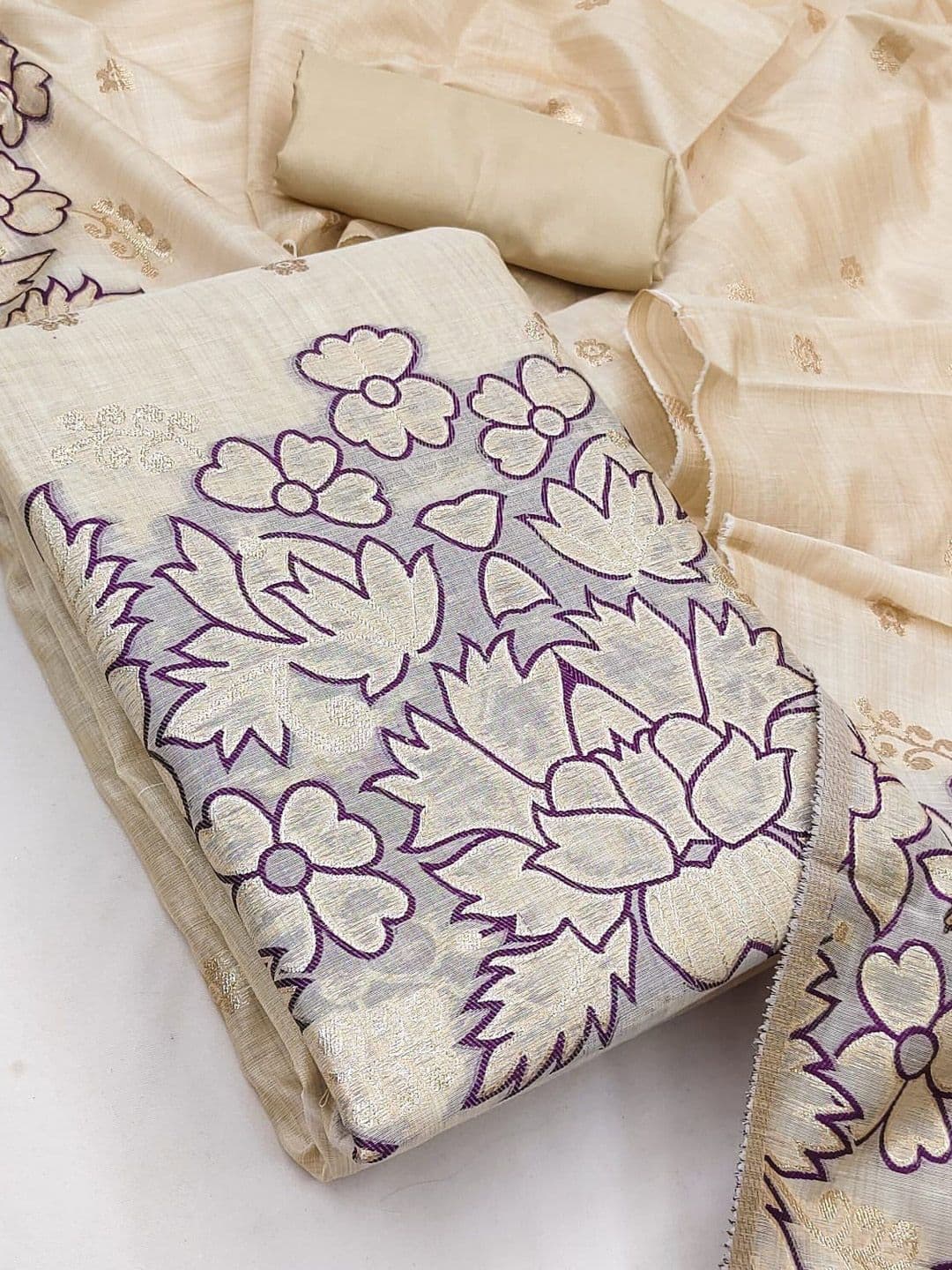 HMP Fashion Embroidered Unstitched Dress Material - view 1