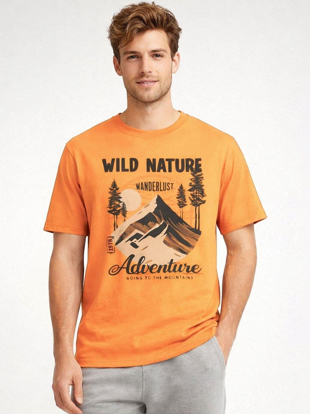 The Roadster Lifestyle Co Printed Pure Cotton Round Neck Tshirt - view 1