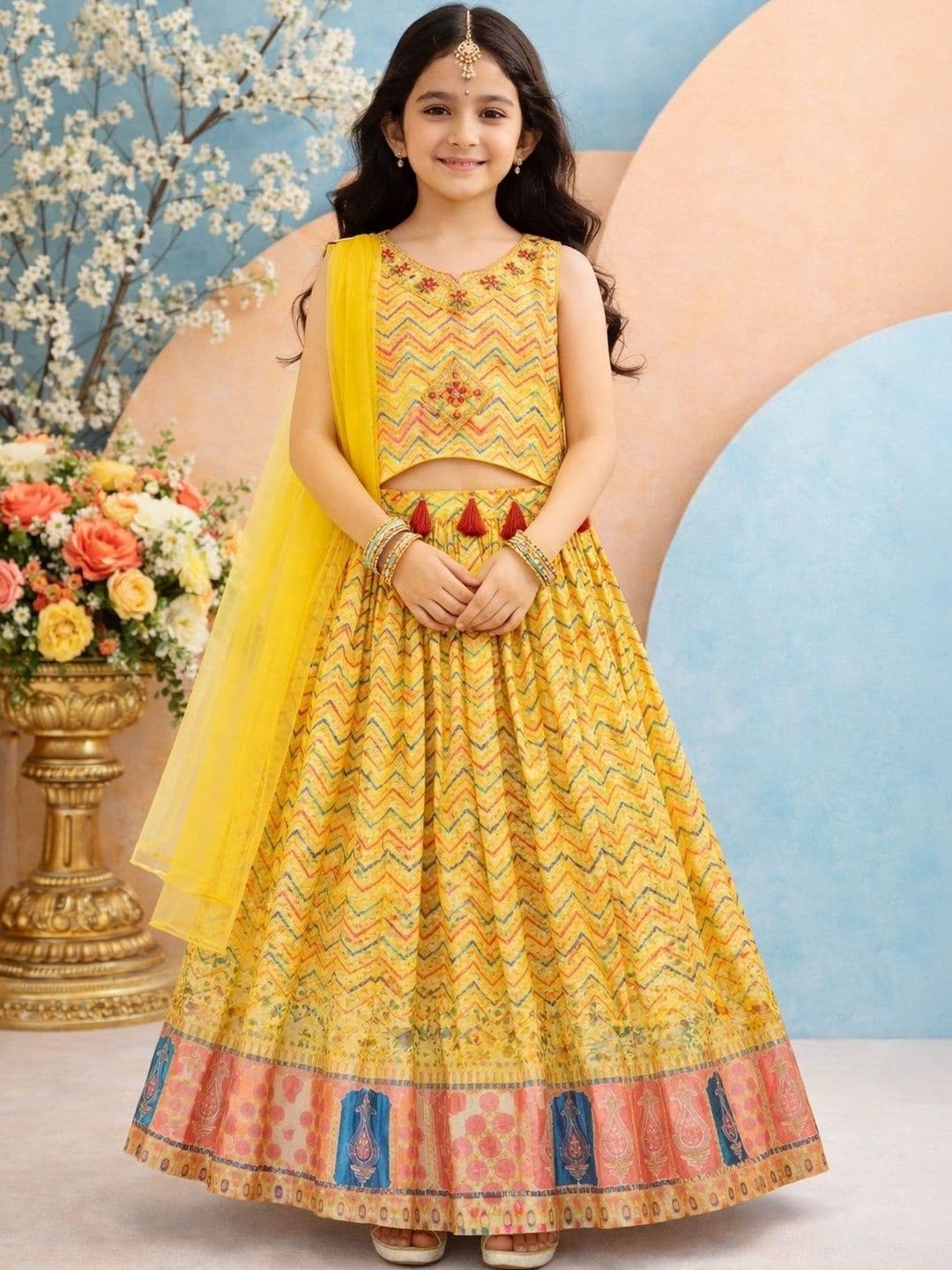 KALINI Girls Embellished Sequinned Ready to Wear Lehenga & Blouse With Dupatta - view 1