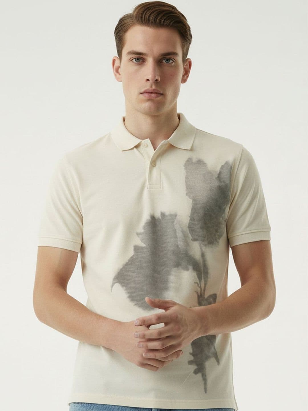 HERE&NOW Men Printed Polo Collar T-shirt - view 1