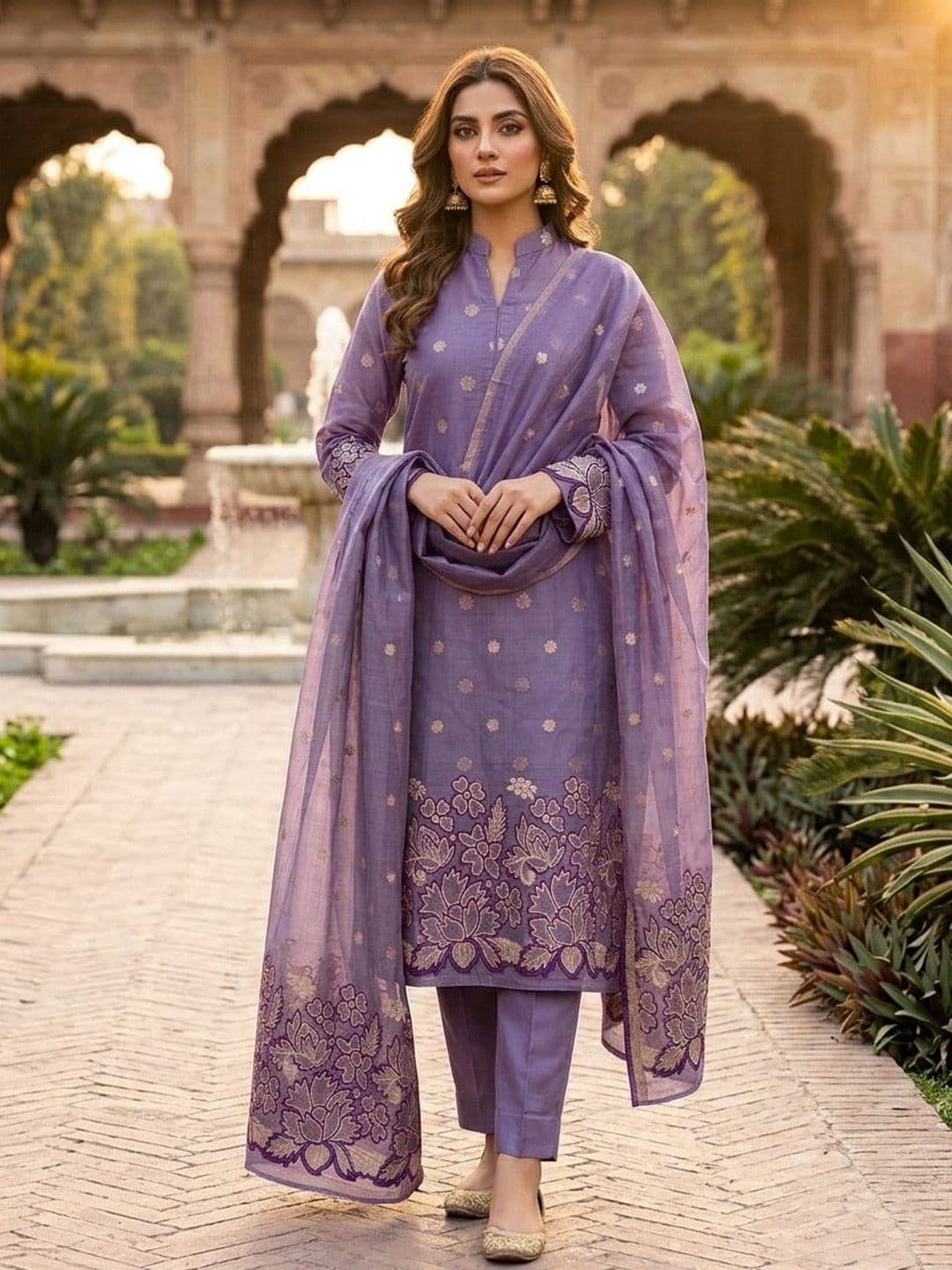 HMP Fashion Embroidered Unstitched Dress Material - view 1