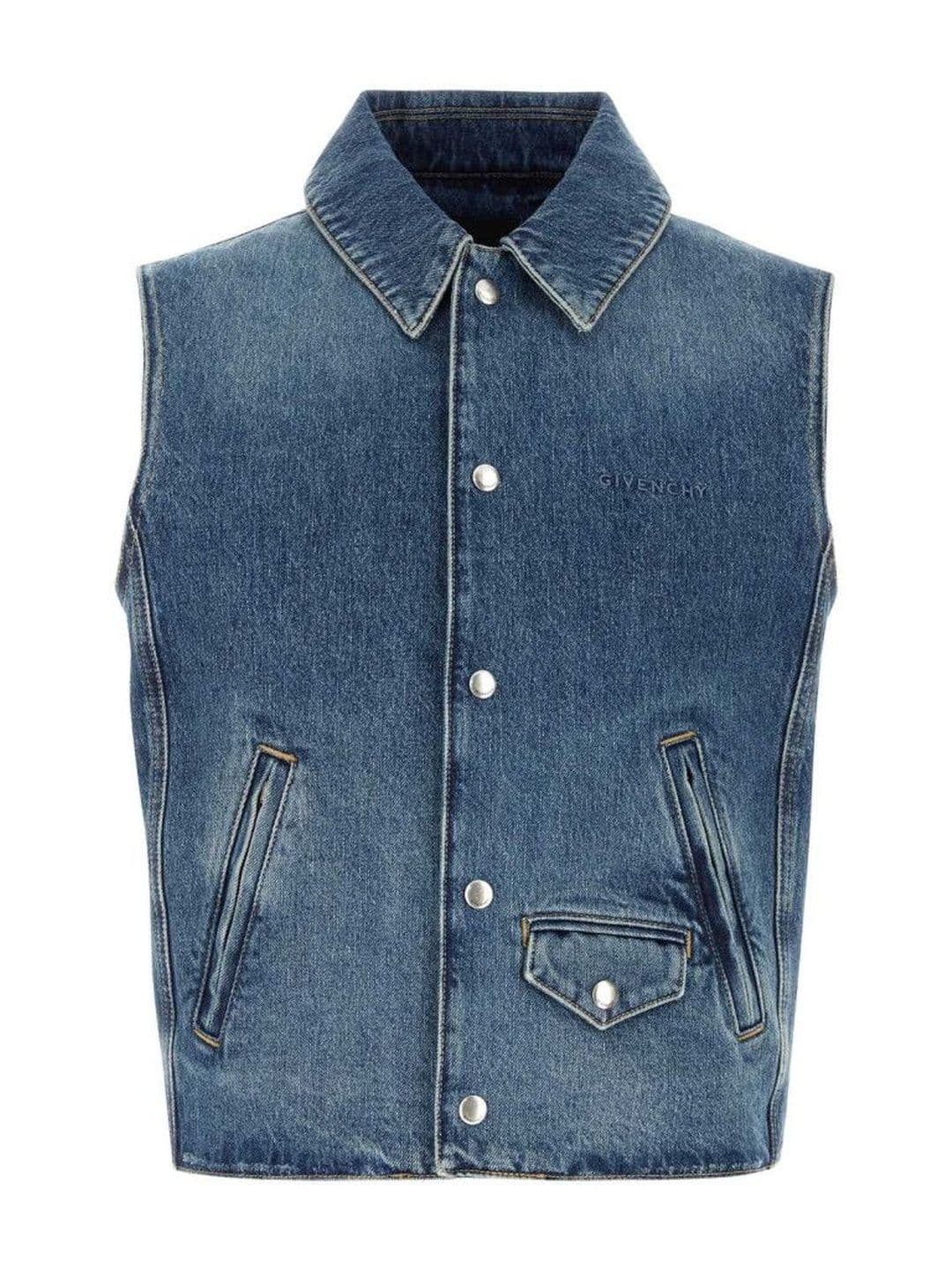 Givenchy Denim Embroidered Logo Vest - view 1
