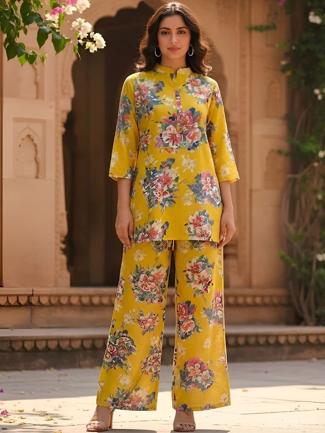 MYRIE Floral Printed Tunic with Palazzos - view 1