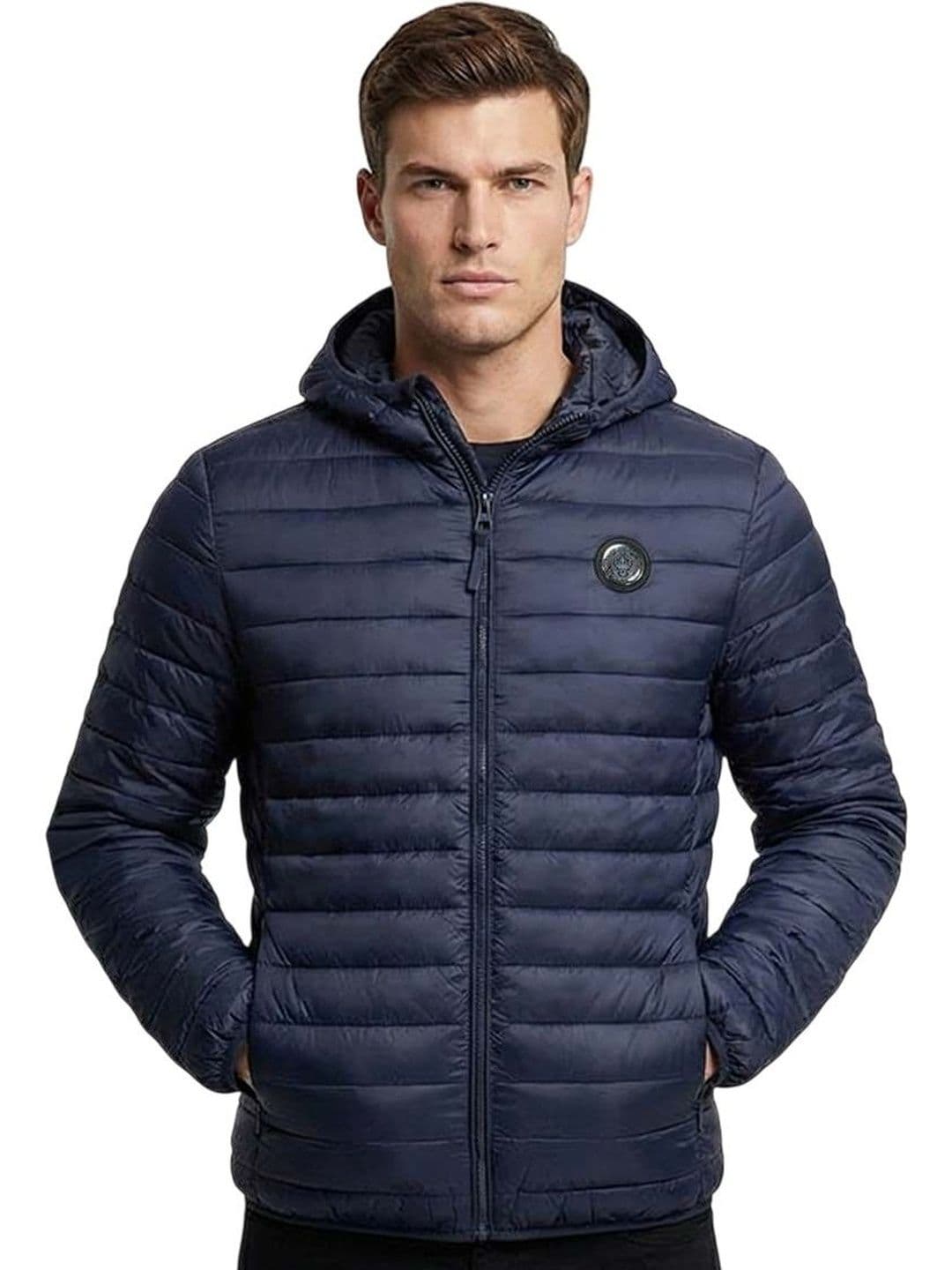 Cavalli Class Blue Logo Patch Quilted Jacket - view 1