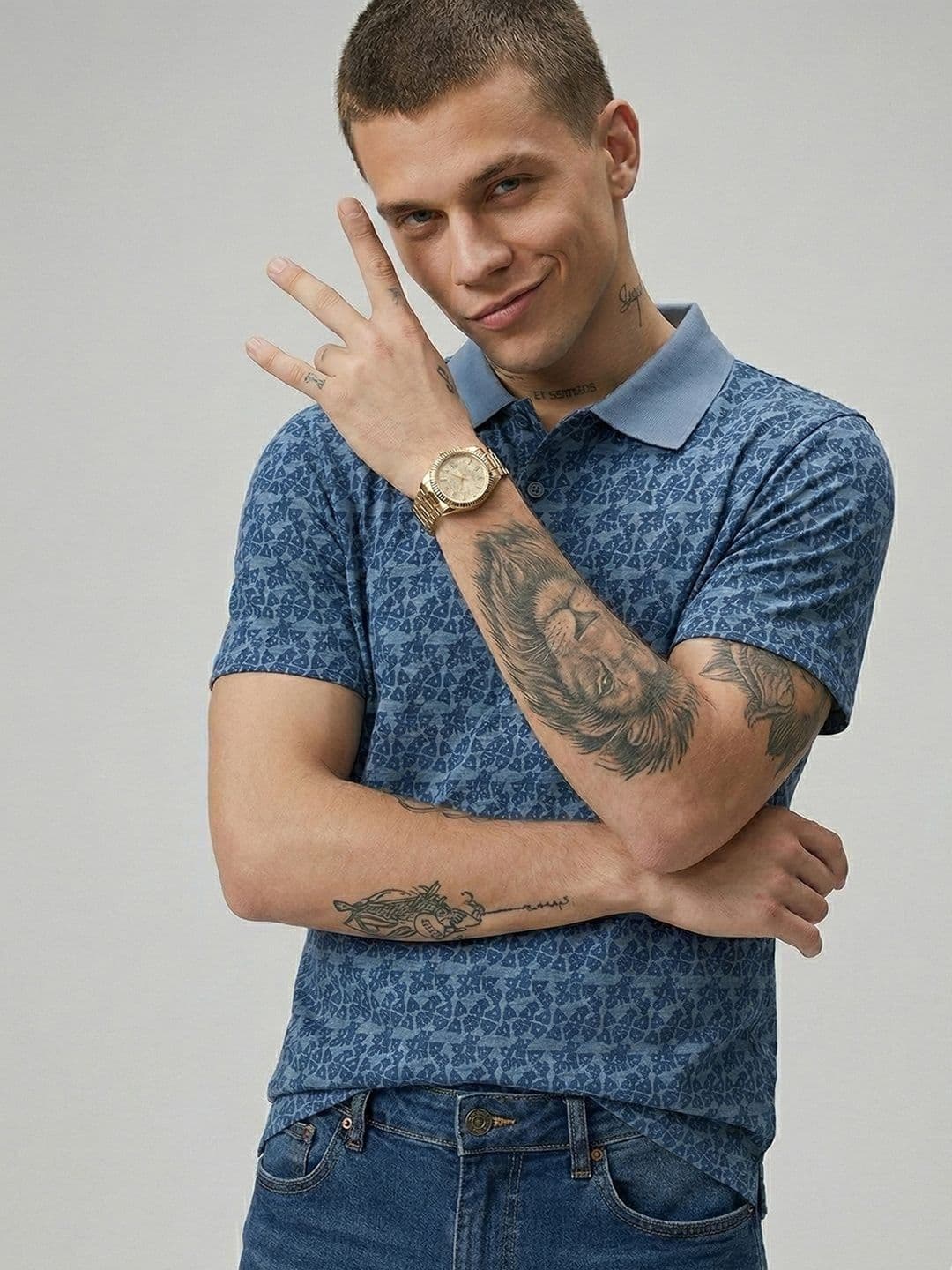 glitchez Men Printed Polo Collar T-shirt - view 1