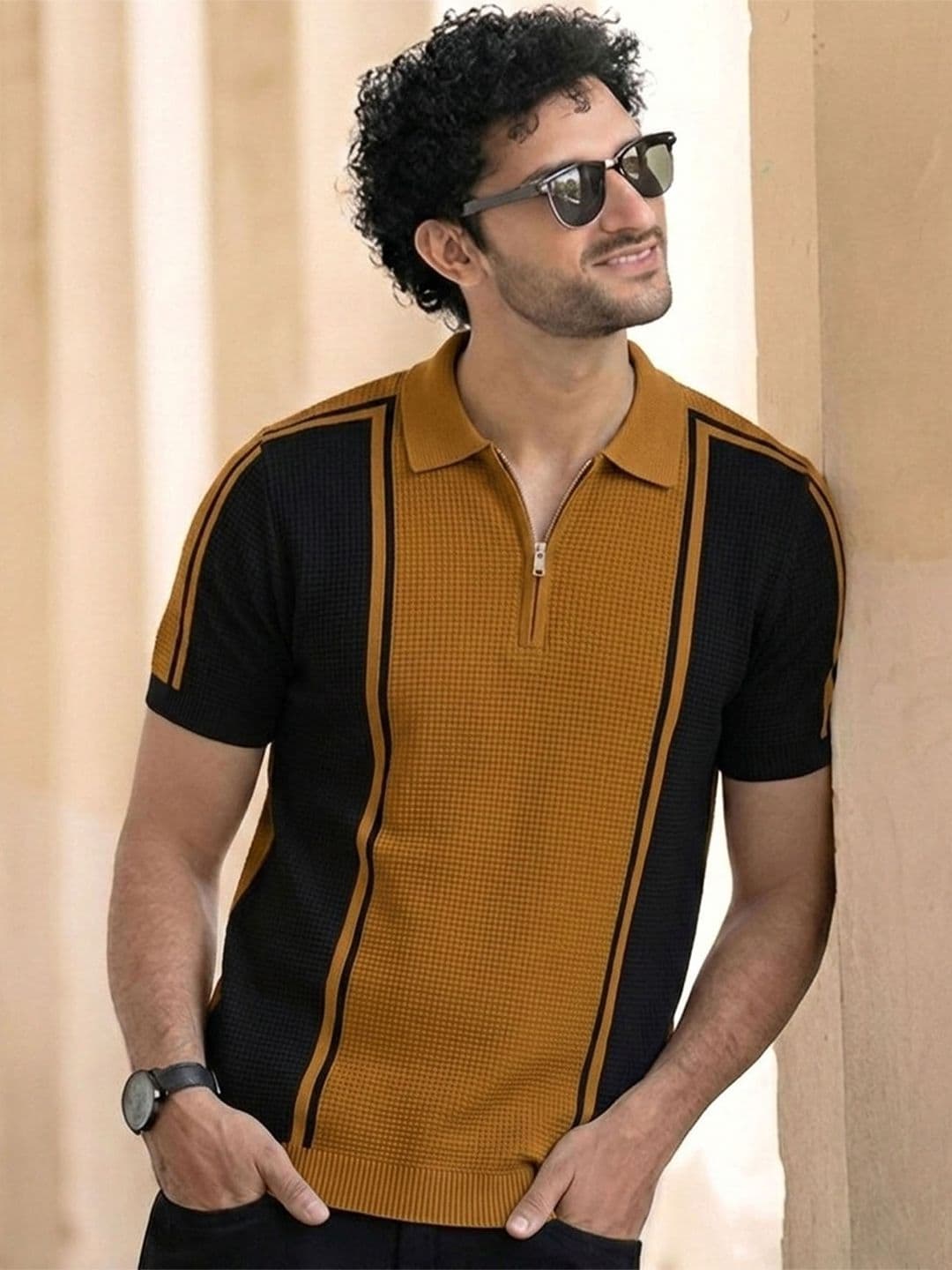 THE BEETEL HOUSE Colourblocked Polo Collar T-shirt - view 1
