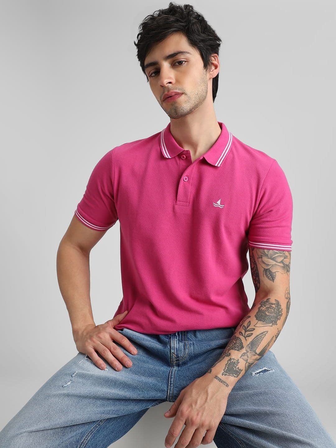Klub Fox Men Brand Logo Polo Collar T-shirt - view 1