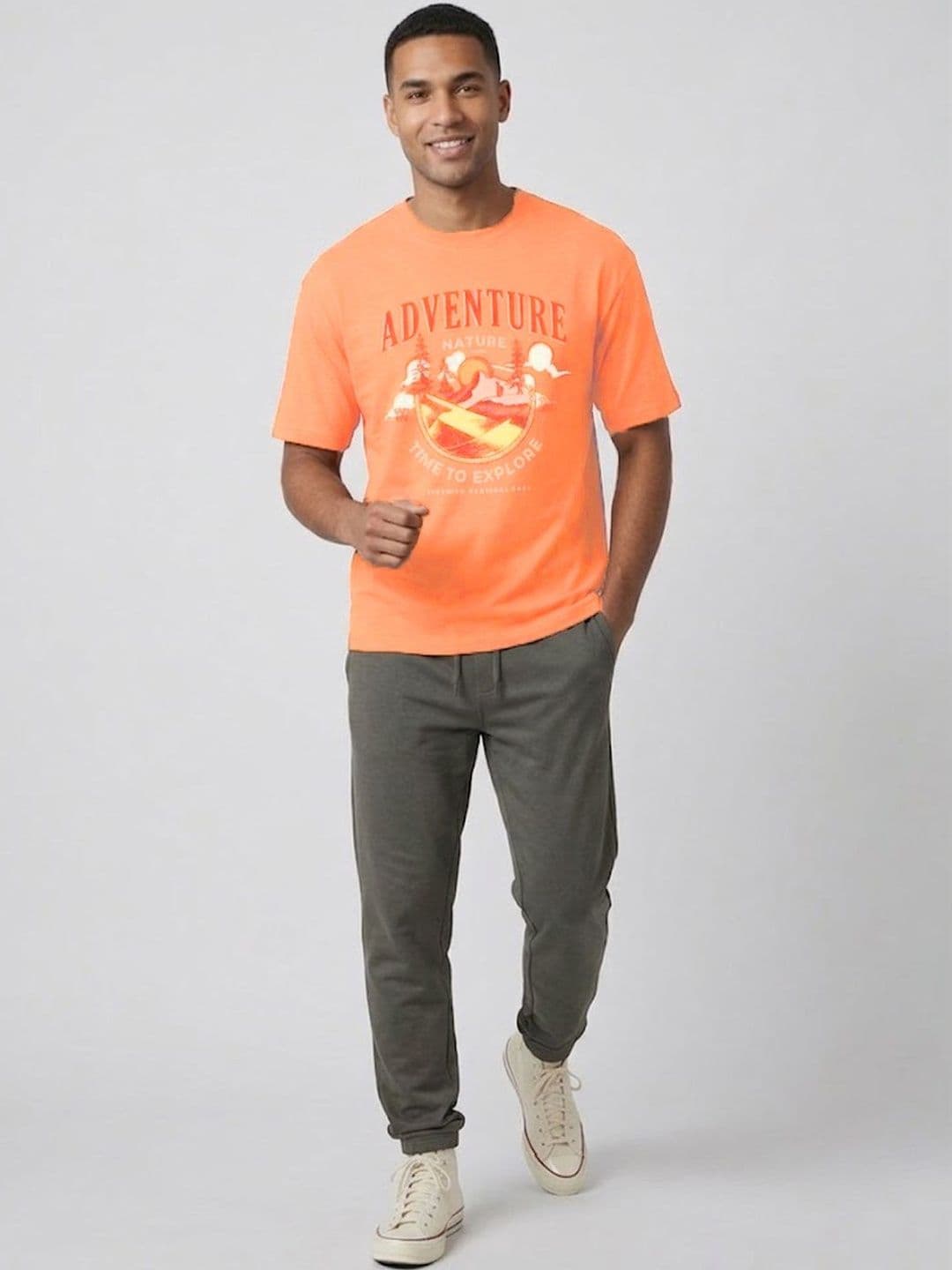 The Roadster Lifestyle Co Printed Pure Cotton Round Neck Tshirt - view 1