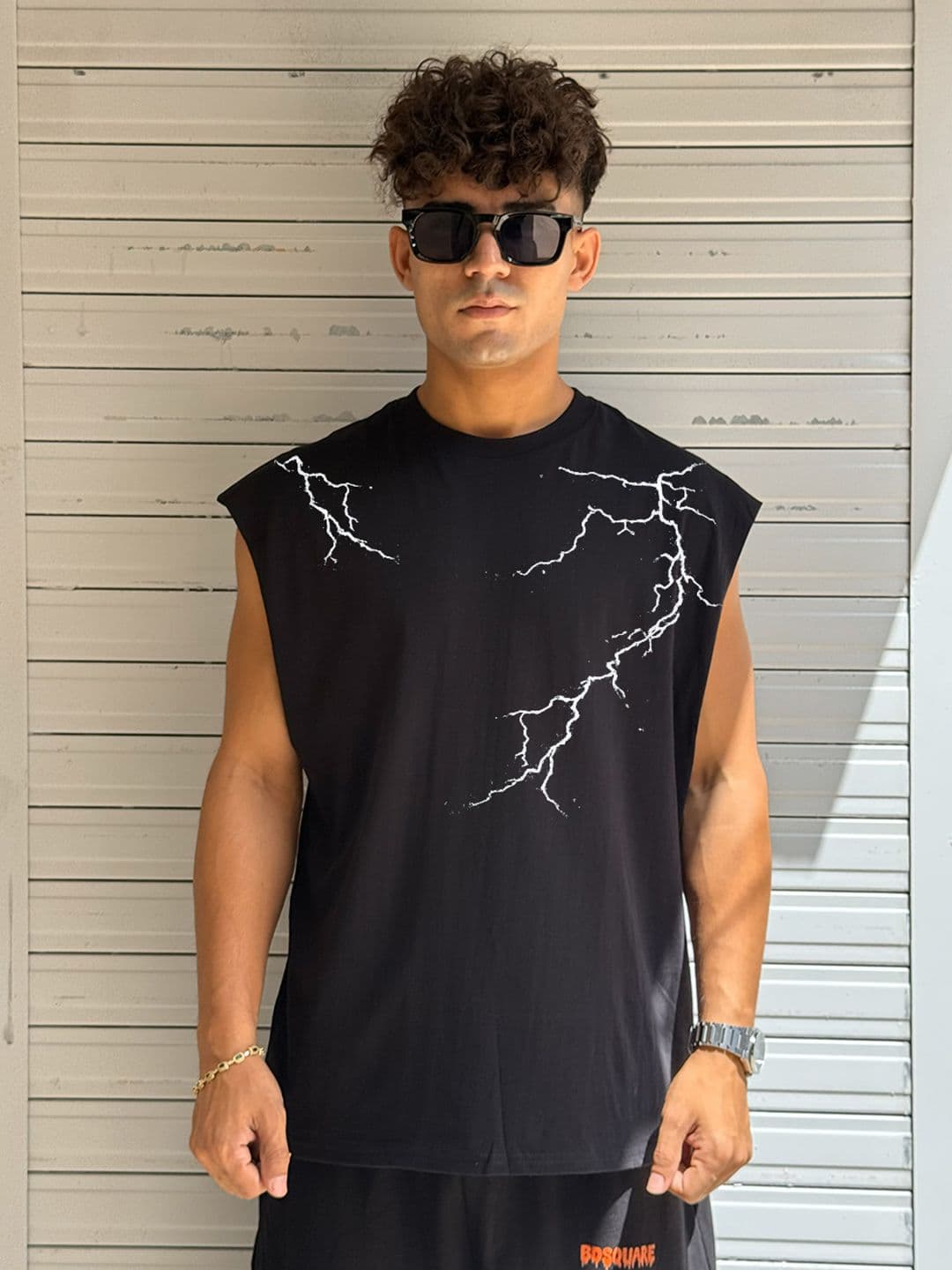 BDSQUARE Printed Cotton Gym Vest - view 1