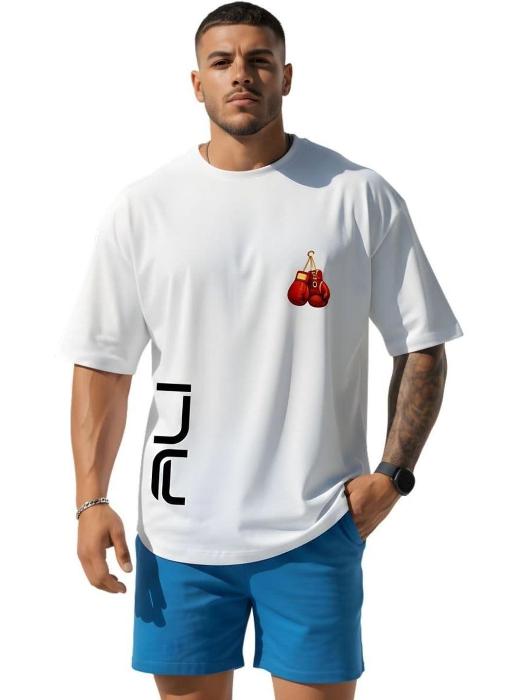 BRATMA Unisex Boxing Gloves Graphic Printed Cotton T-shirt - view 1