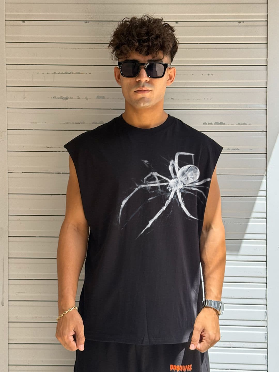 BDSQUARE Printed Cotton Gym Vest - view 1