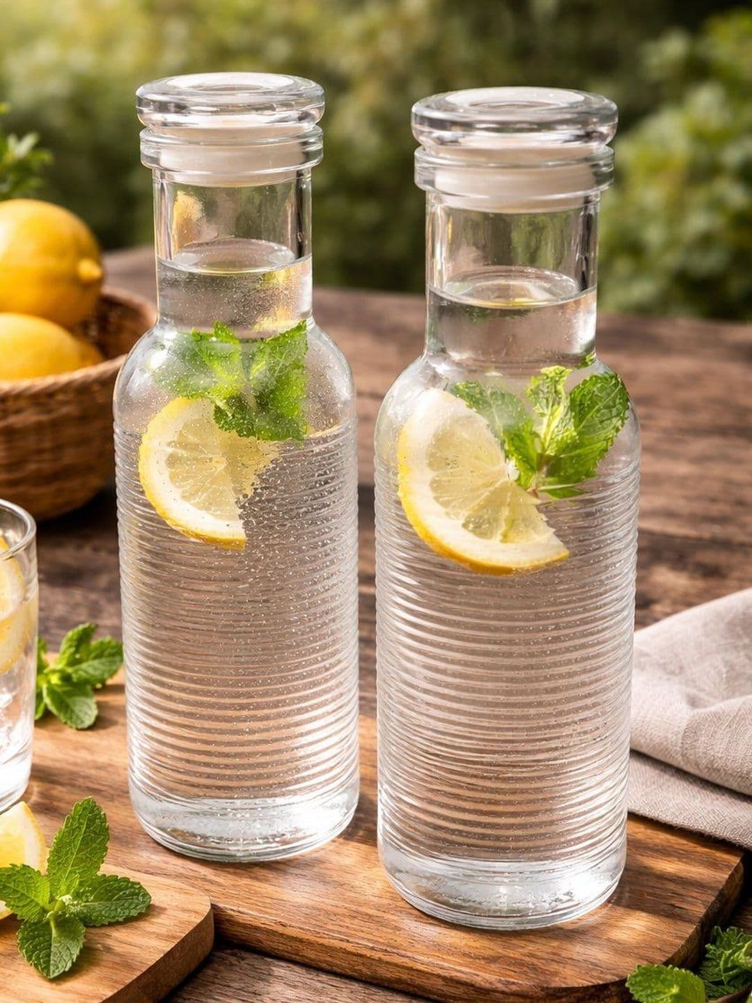 RUHANI HOMES Transparent & Transparent Set of 2 Glass Checked Water Bottle - view 1