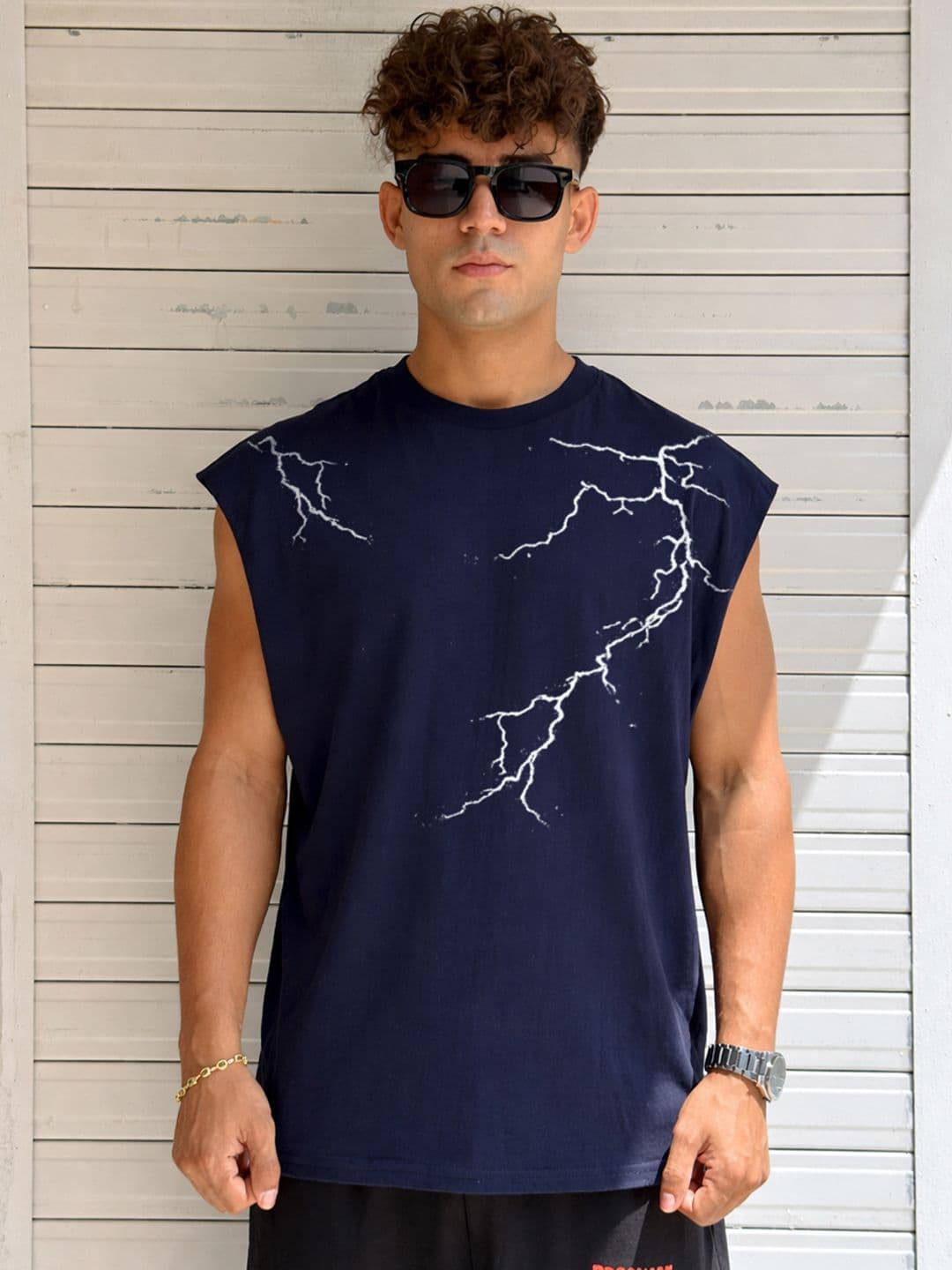 BDSQUARE Printed Cotton Gym Vest - view 1