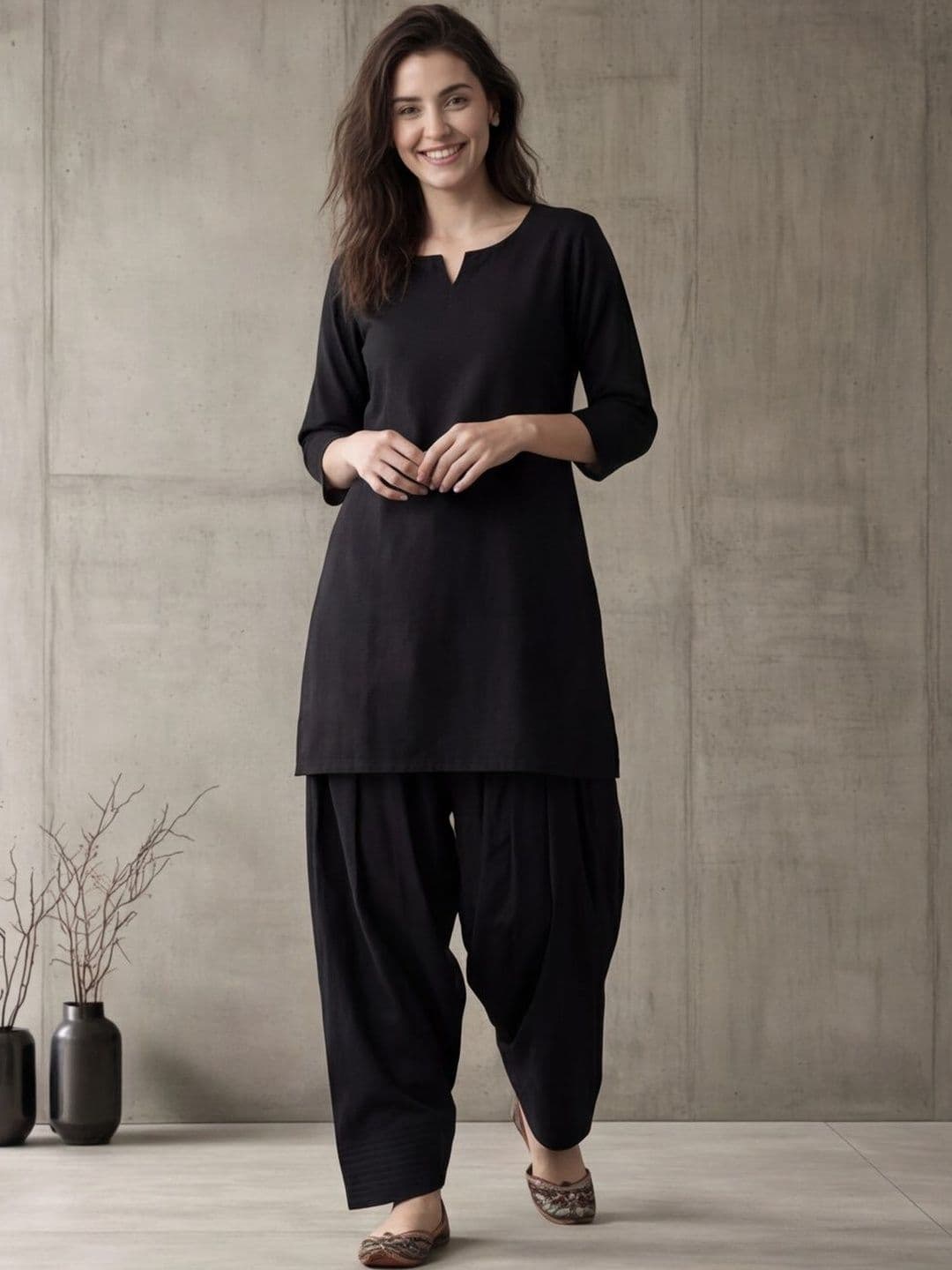 Anouk Women Pleated Cotton Farshi Salwar - view 1